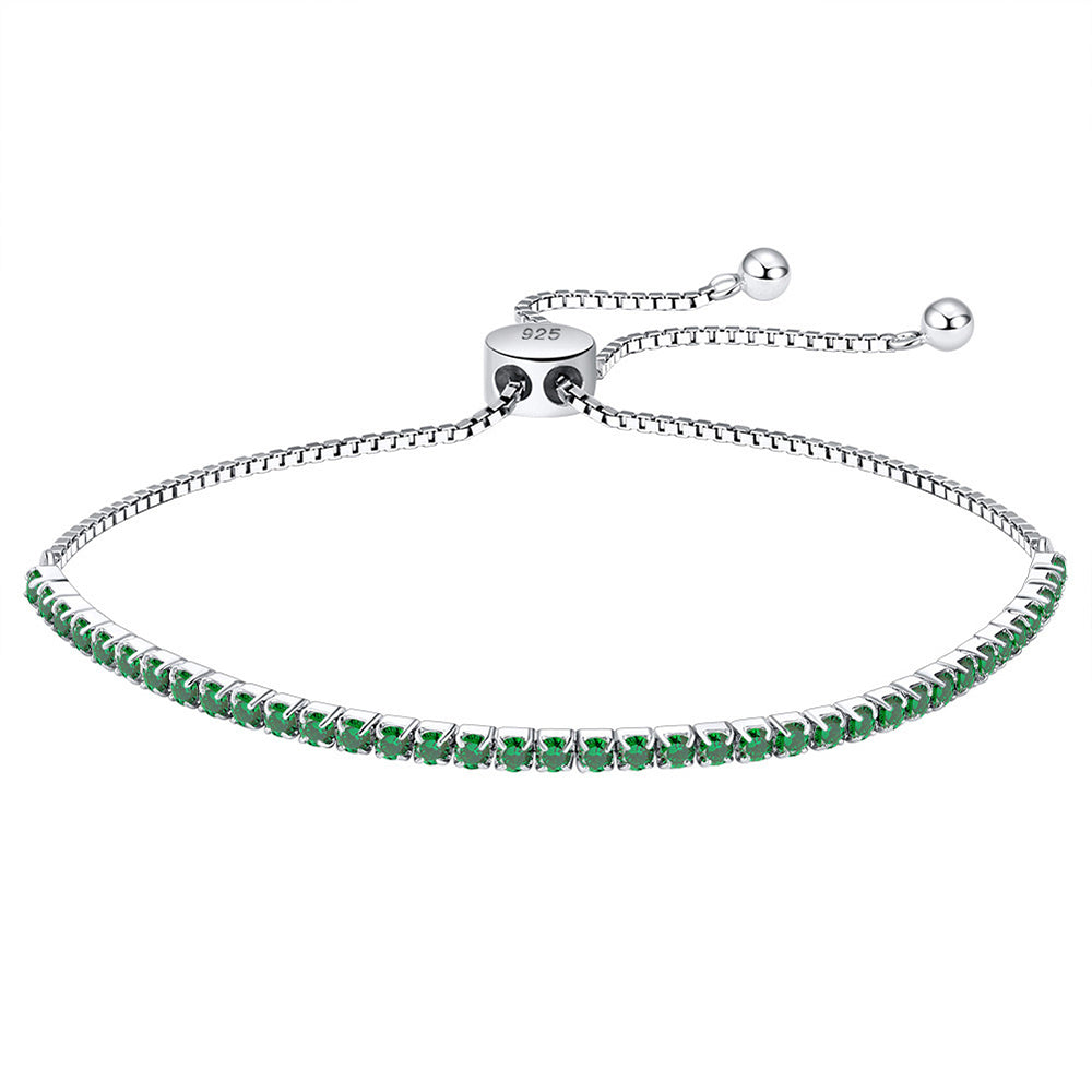 925 Sterling Silver 2mm Tennis Adjustable Bracelet