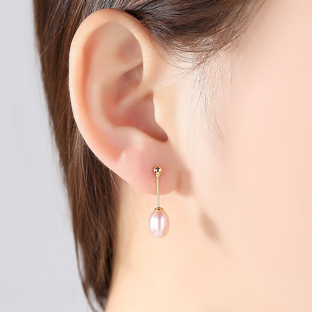 Pendientes colgantes de perla natural de plata de ley 925, joyería de moda, regalo para mujeres y niñas.
