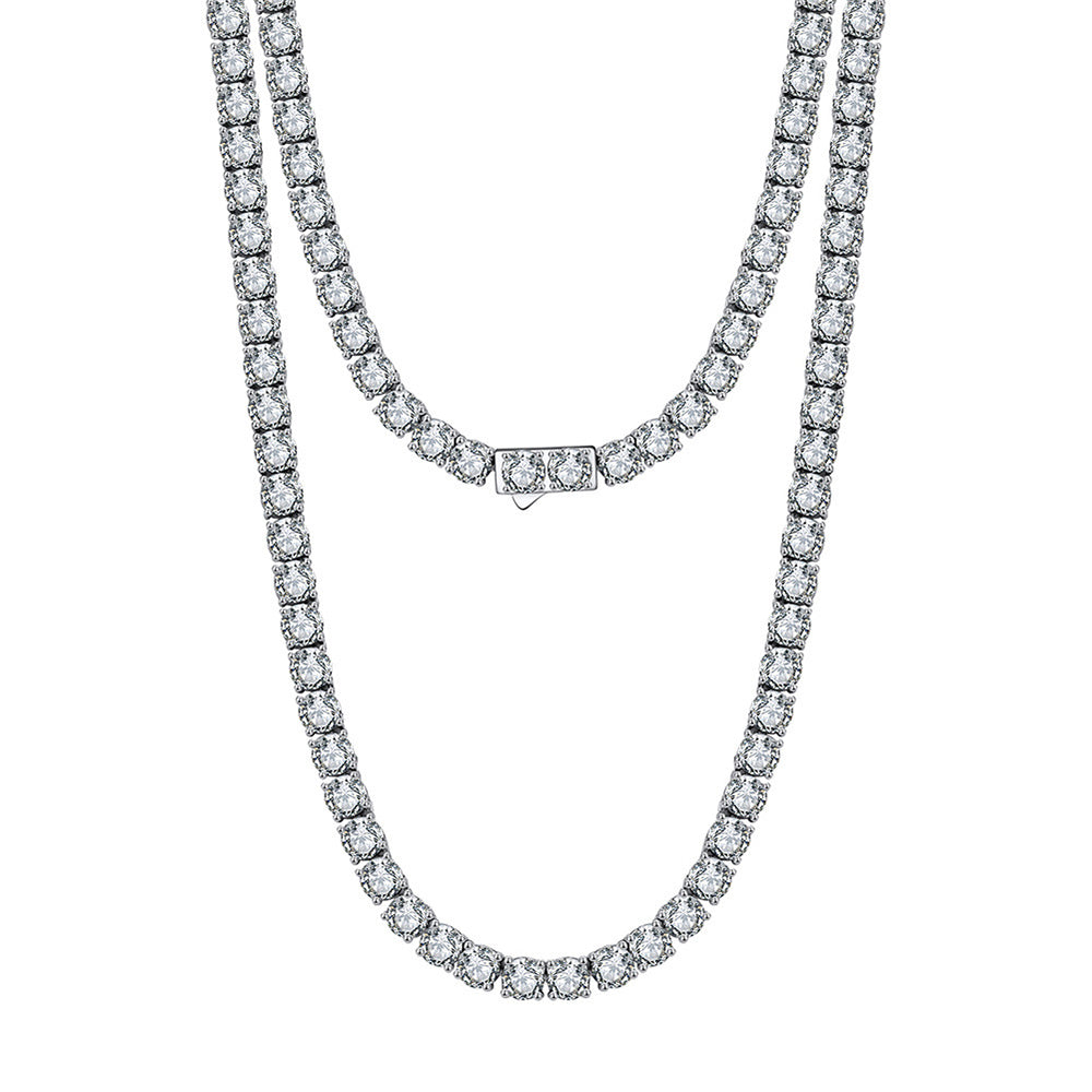 925 Sterling Silver 3mm 4mm Tennis Necklace