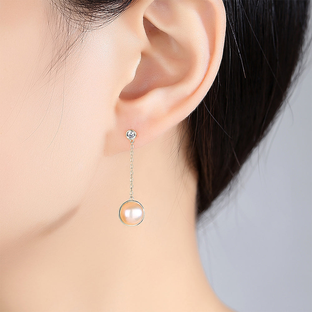 925 Sterling Silver Natural Pearl Drop Earrings Fashion Jewelry Gift for Women Girls