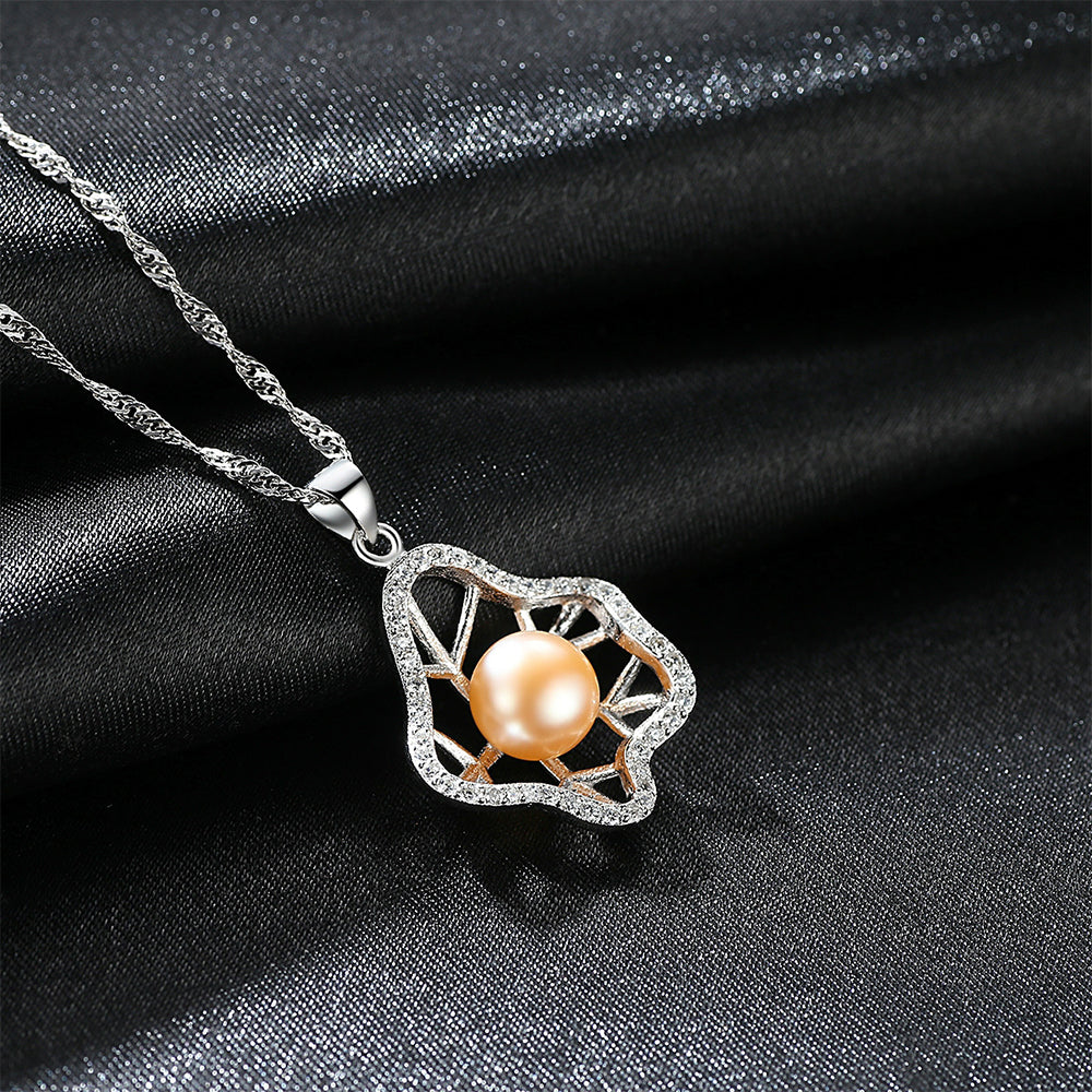 925 Sterling Silver Natural Pearl Drop Necklace Fashion Jewelry Gift for Women Girls