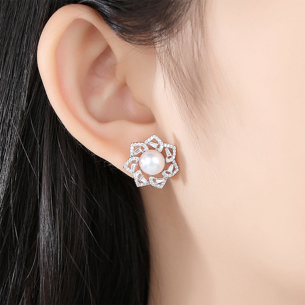 925 Sterling Silver Natural Pearl Drop Earrings Fashion Jewelry Gift for Women Girls