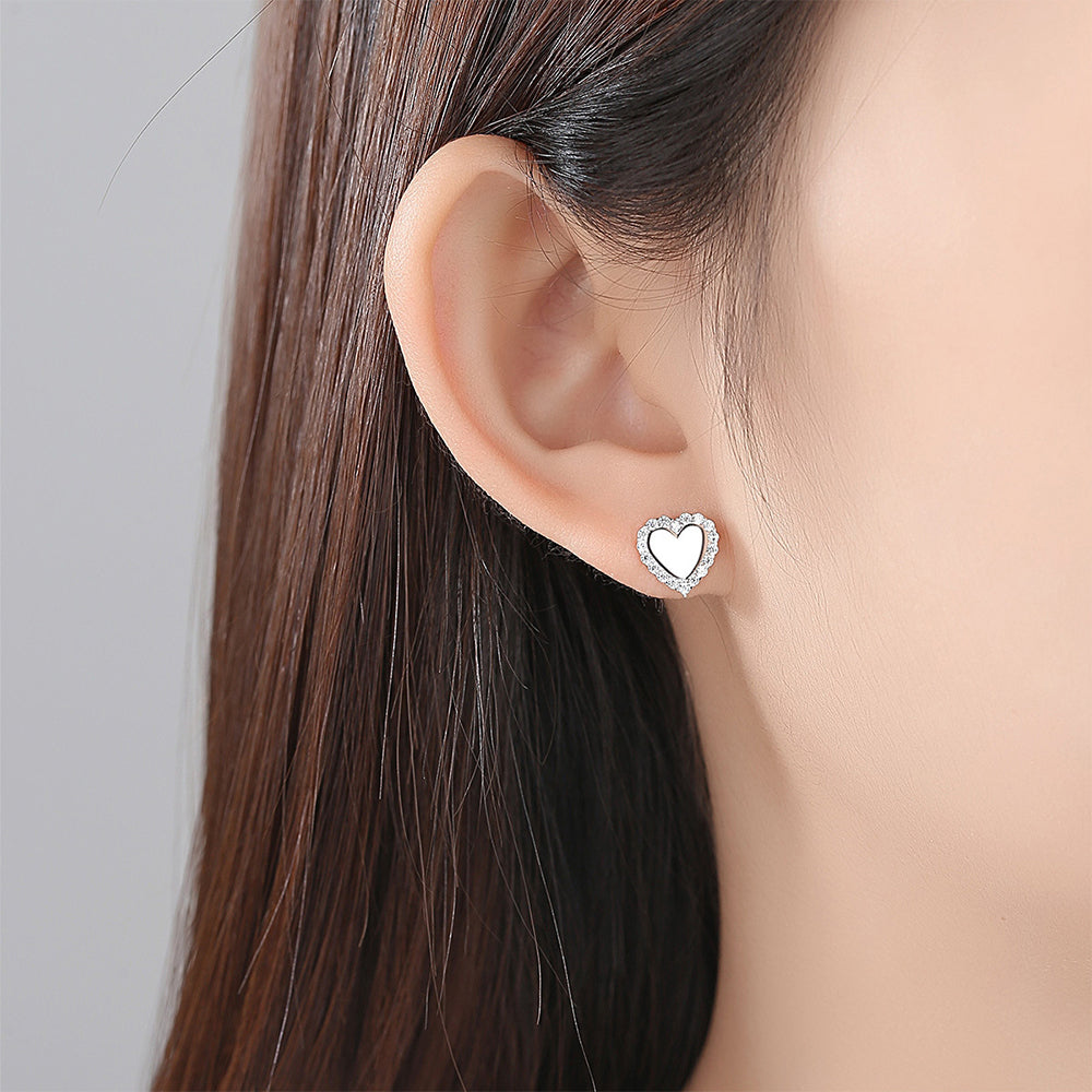 925 Sterling Silver Heart Earrings Fashion Jewelry Gift for Women Girls