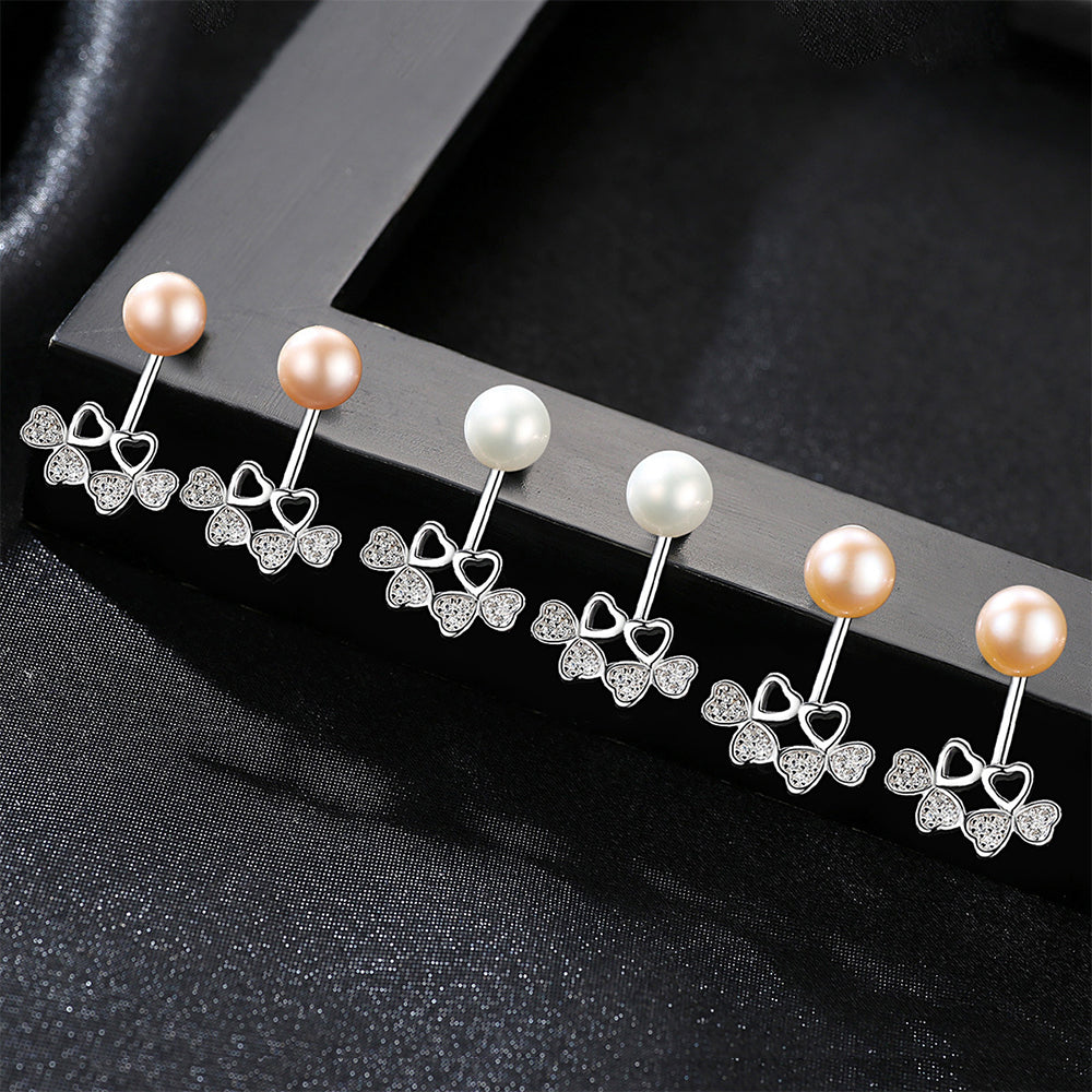 925 Sterling Silver Natural Pearl Drop Earrings Fashion Jewelry Gift for Women Girls