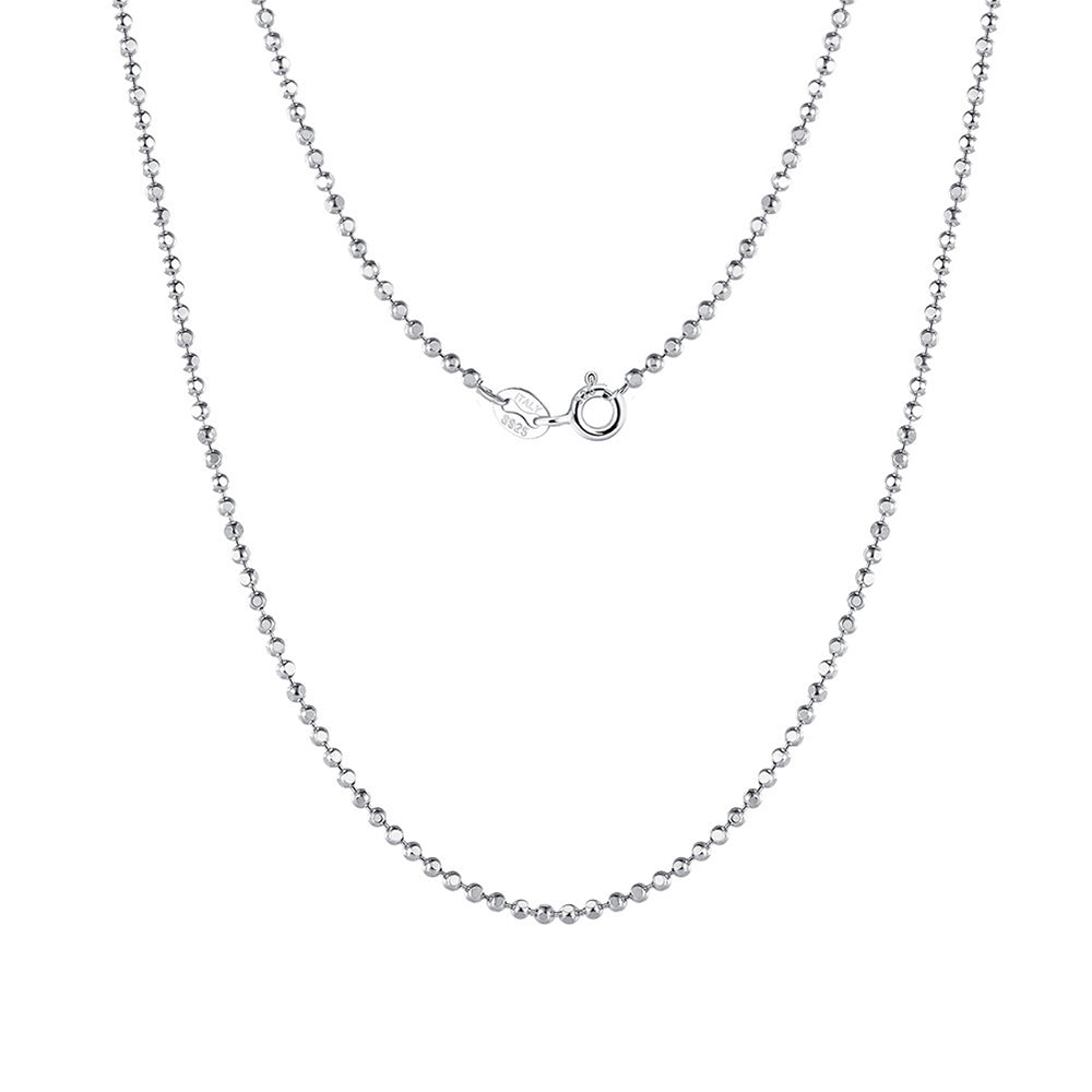 925 Sterling Silver Hammered Ball Beads Chain