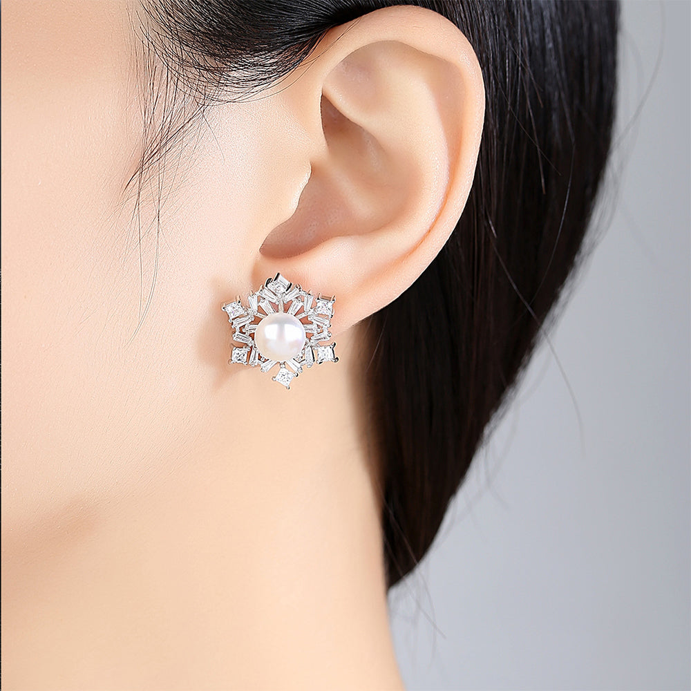 925 Sterling Silver Natural Pearl Drop Earrings Fashion Jewelry Gift for Women Girls