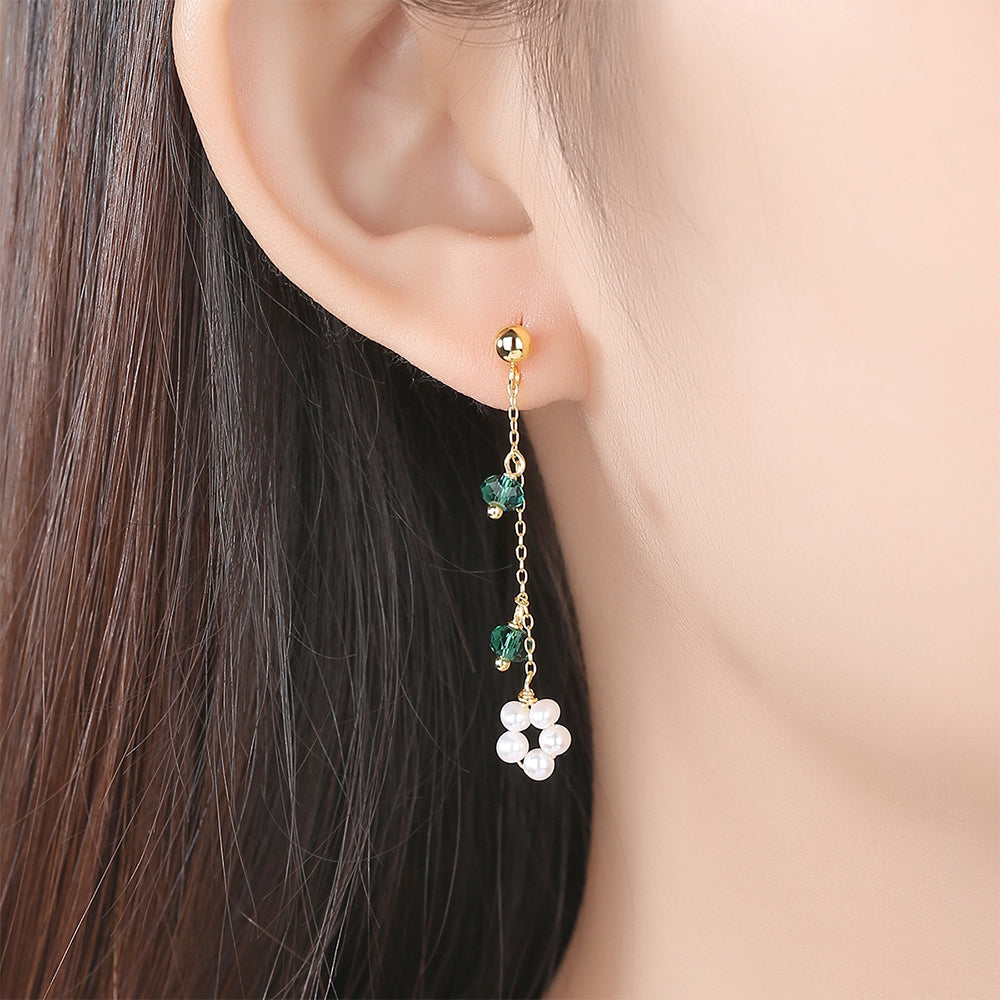 Pendientes colgantes de perla natural de plata de ley 925, joyería de moda, regalo para mujeres y niñas.