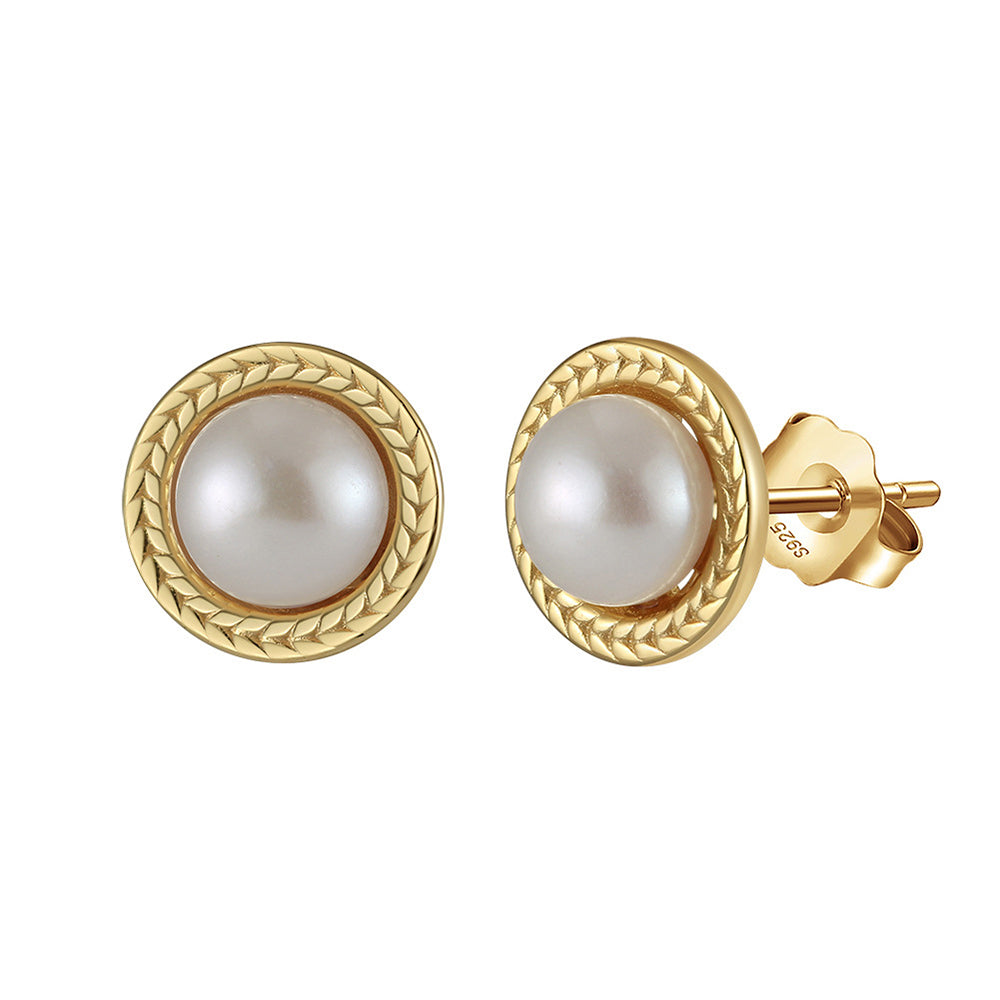 925 Sterling Silver Natural Pearl Earrings Fashion Jewelry Gift for Women Girl