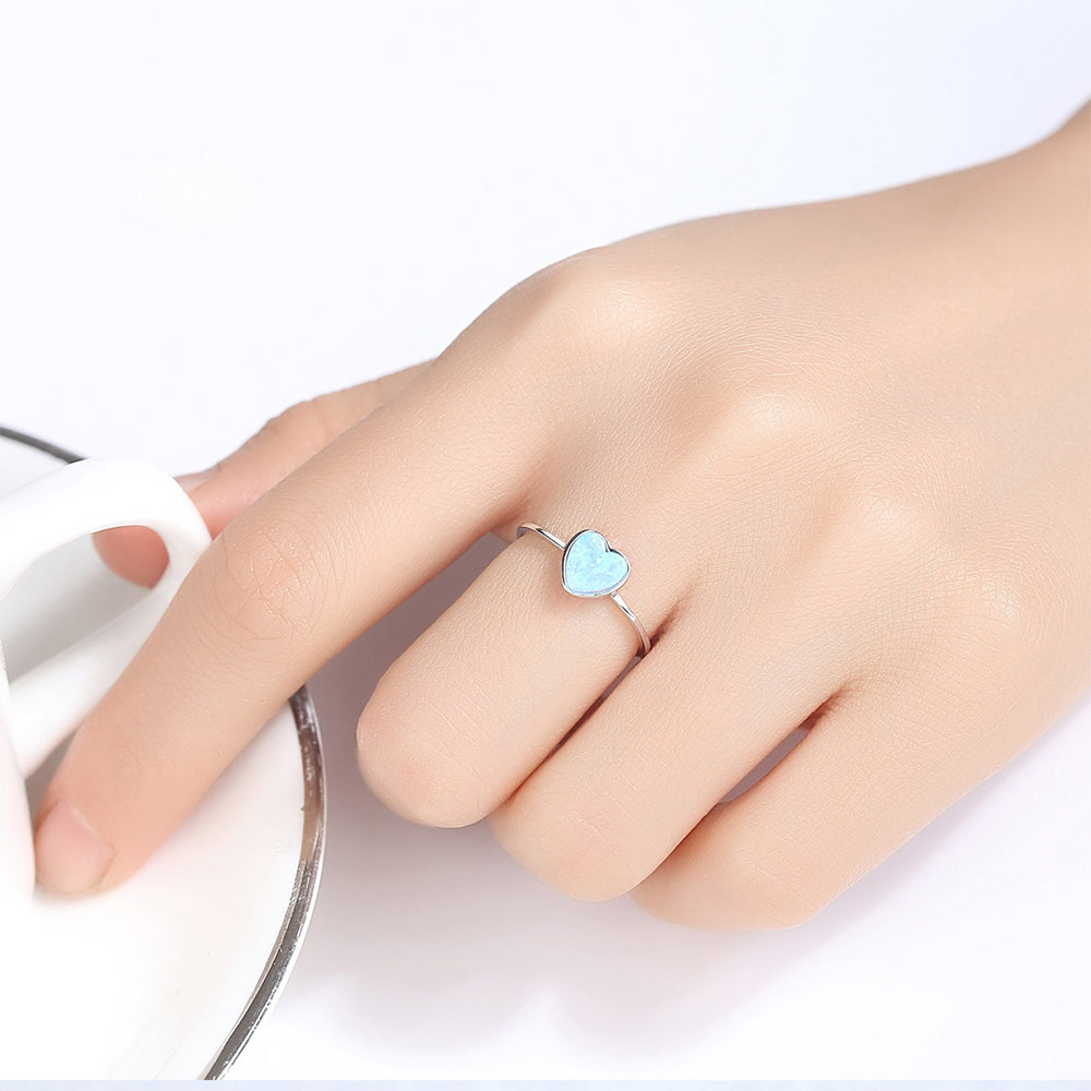 925 Sterling Silver Heart Ring Fashion Jewelry Gift for Women Girls