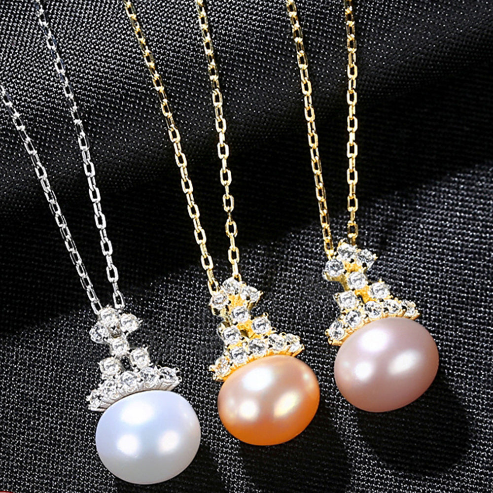 925 Sterling Silver Natural Pearl Drop Necklace Fashion Jewelry Gift for Women Girls