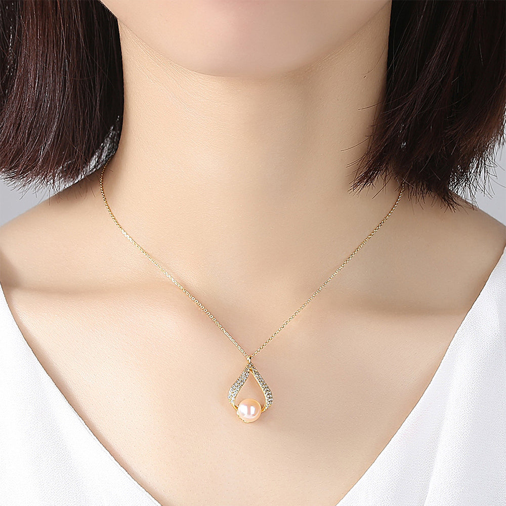 925 Sterling Silver Natural Pearl Drop Necklace Fashion Jewelry Gift for Women Girls