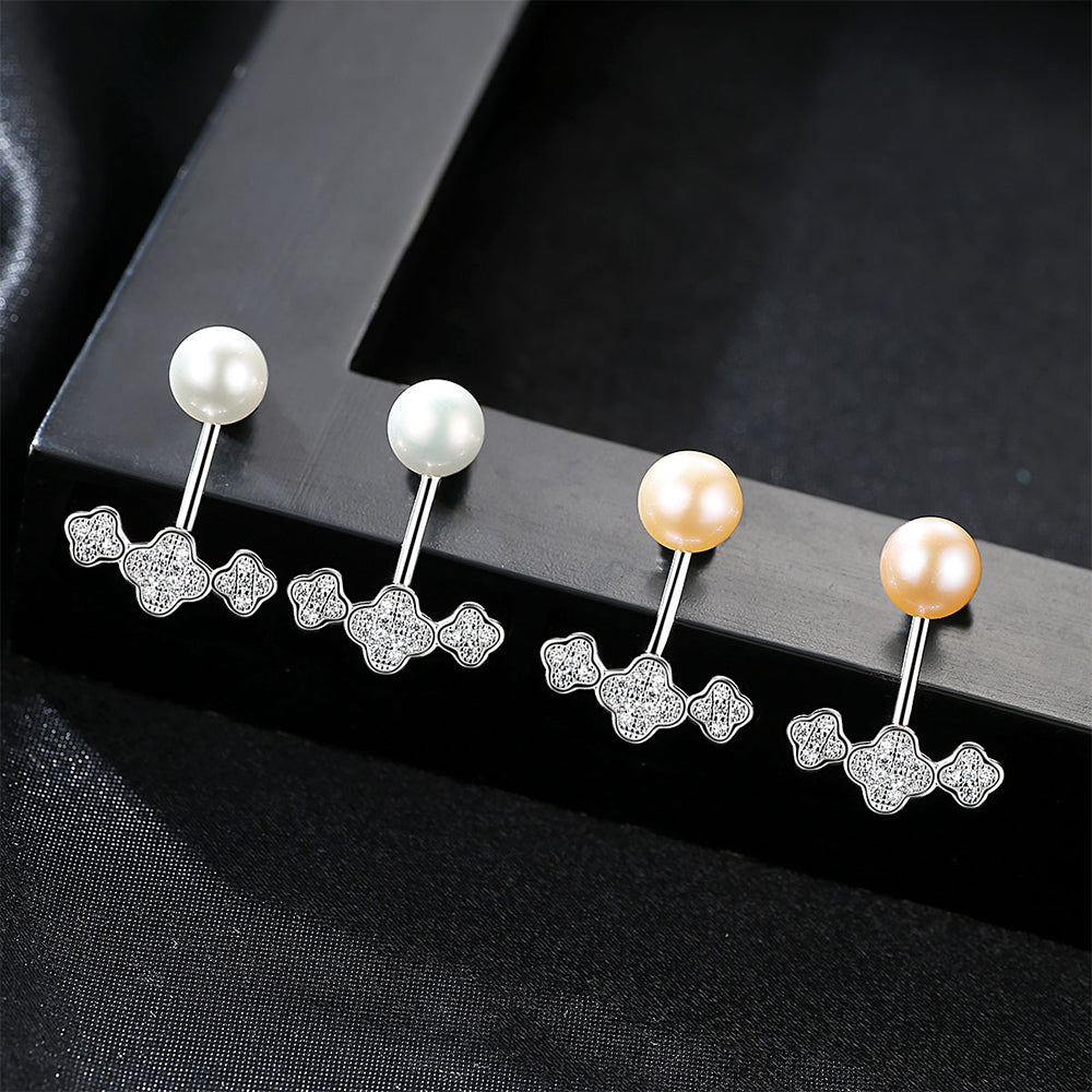 925 Sterling Silver Natural Pearl Drop Earrings Fashion Jewelry Gift for Women Girls