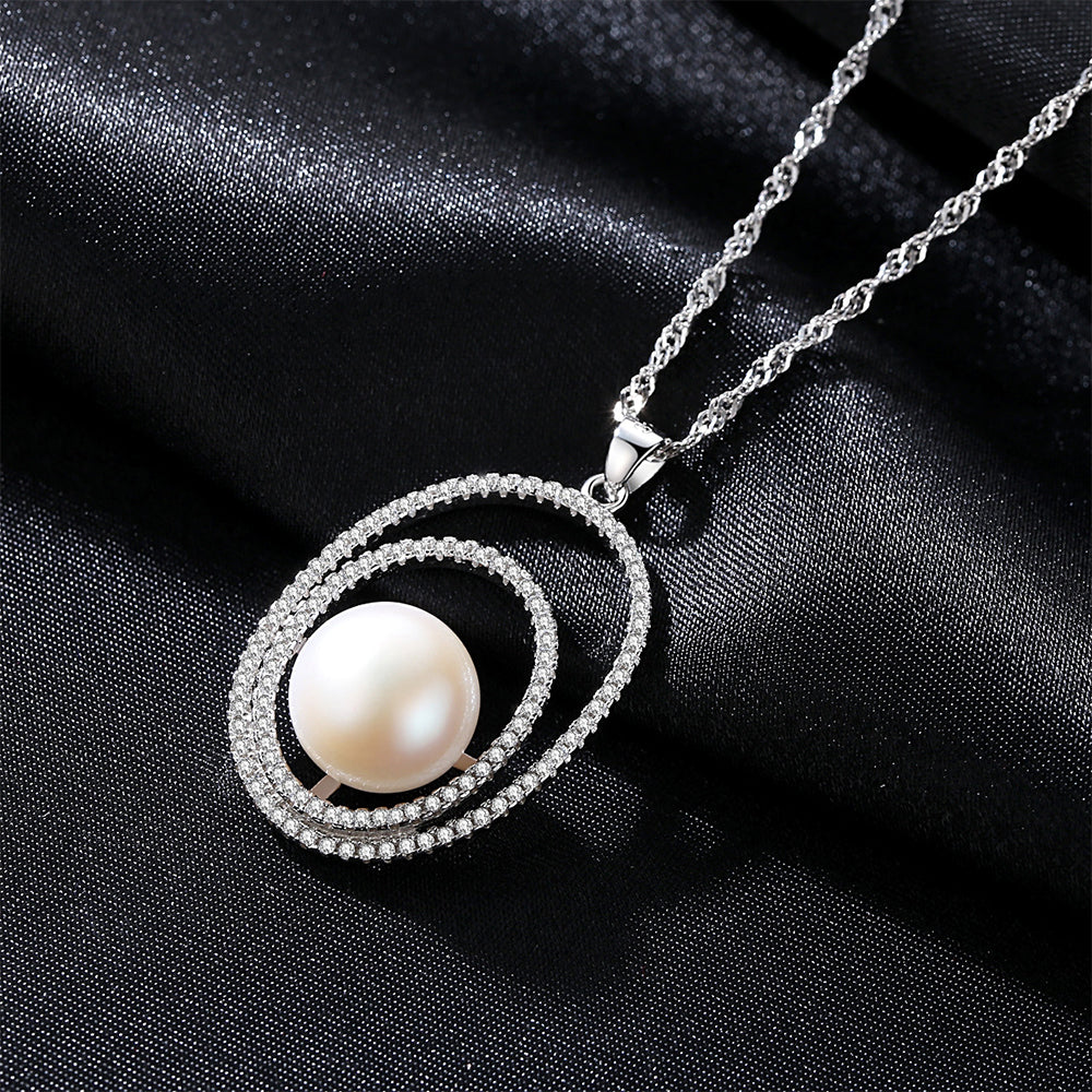 925 Sterling Silver Natural Pearl Drop Necklace Fashion Jewelry Gift for Women Girls