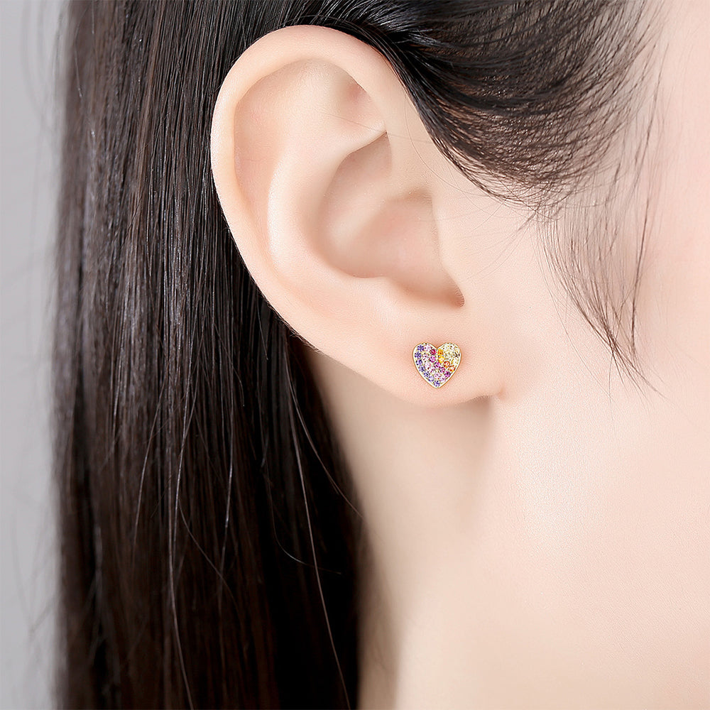 925 Sterling Silver Heart Earrings Fashion Jewelry Gift for Women Girls