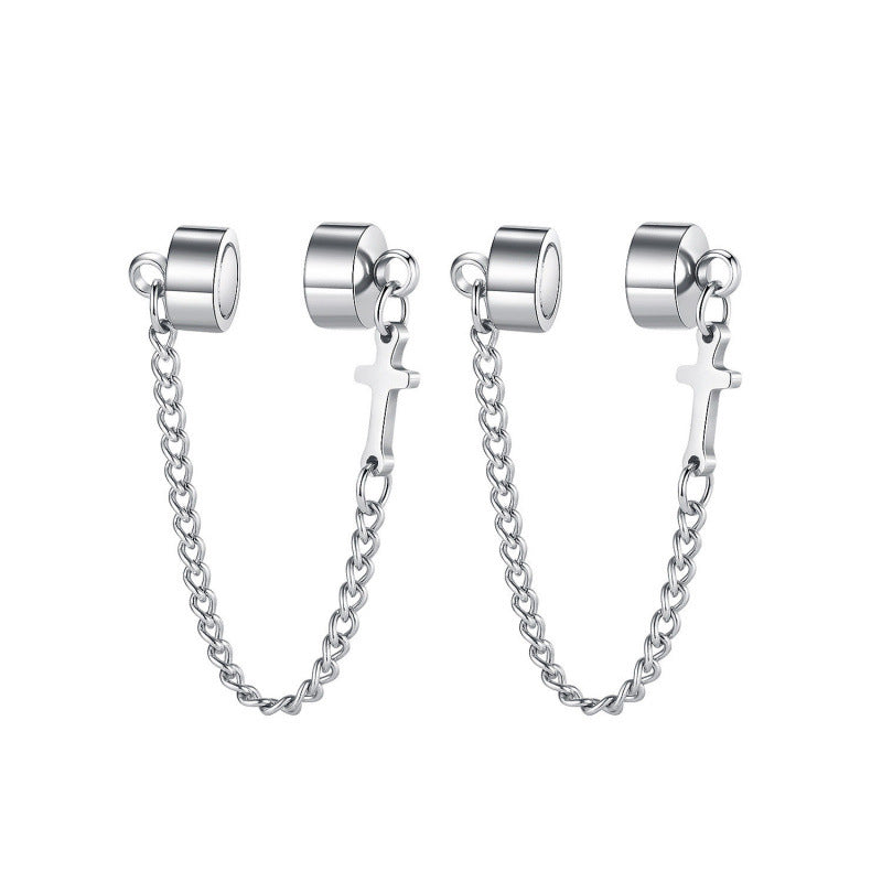 Stainless Steel Jewelry Cross Chain Fashion Earrings