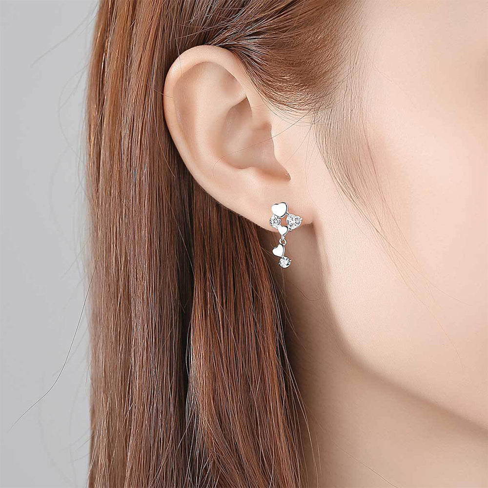 925 Sterling Silver Heart Earrings Fashion Jewelry Gift for Women Girls