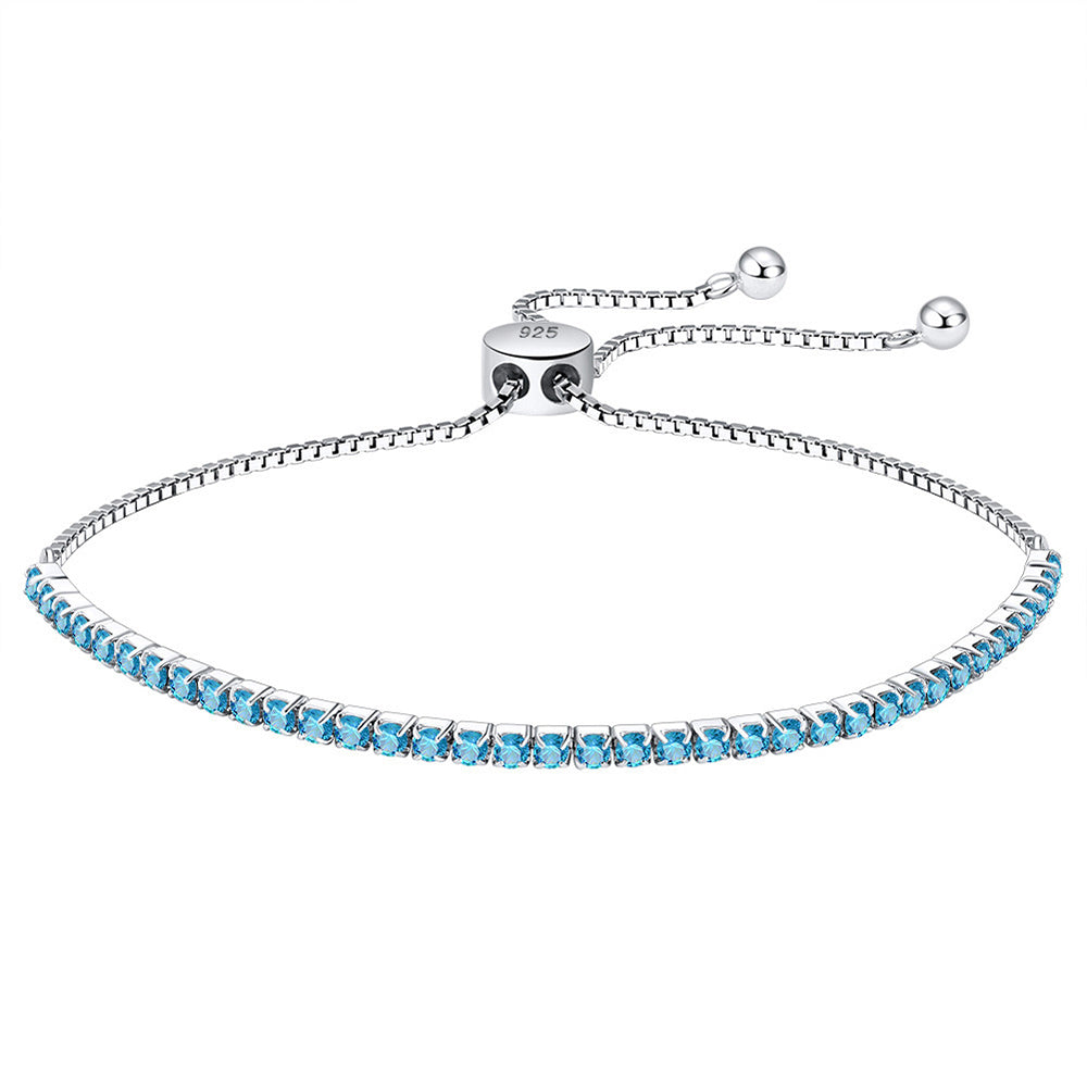 925 Sterling Silver 2mm Tennis Adjustable Bracelet