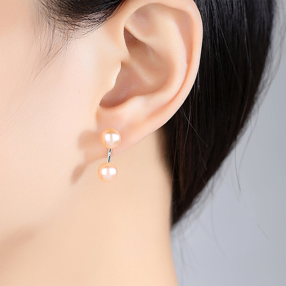 925 Sterling Silver Natural Pearl Long Drop Earrings Fashion Jewelry Gift for Women Girls