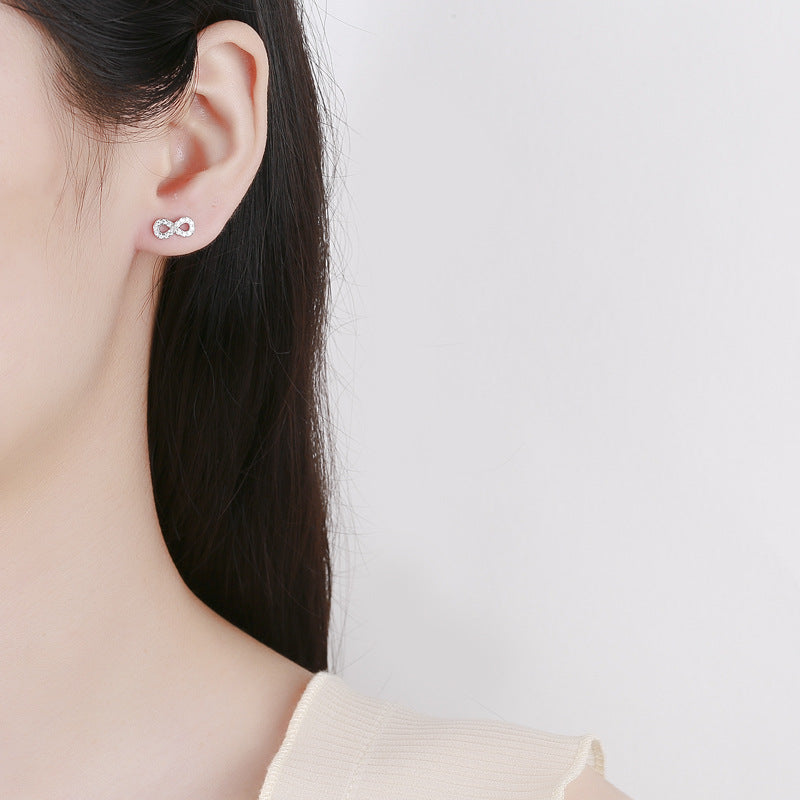 925 Sterling Silver Infinity Screw Back Stud Earrings