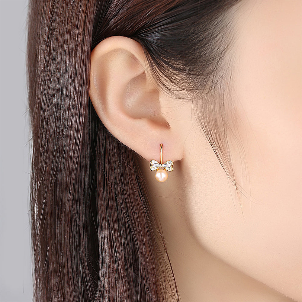 925 Sterling Silver Natural Pearl Drop Earrings Fashion Jewelry Gift for Women Girls