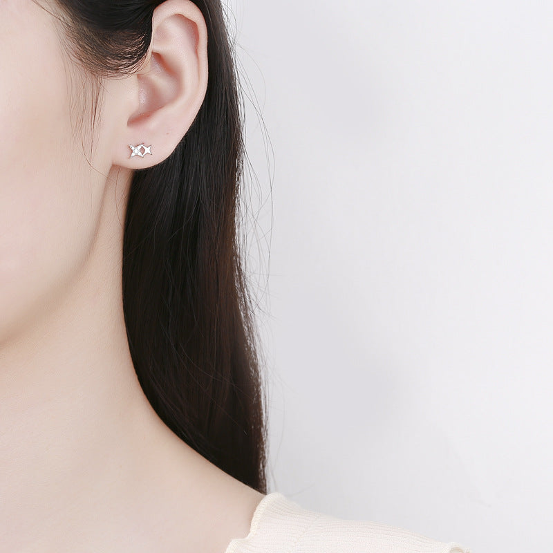 925 Sterling Silver Star Screw Back Stud Earrings
