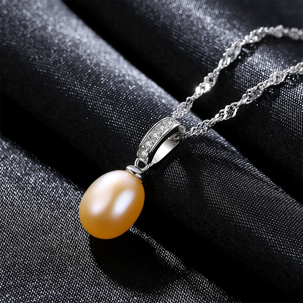 925 Sterling Silver Natural Pearl Drop Necklace Fashion Jewelry Gift for Women Girls