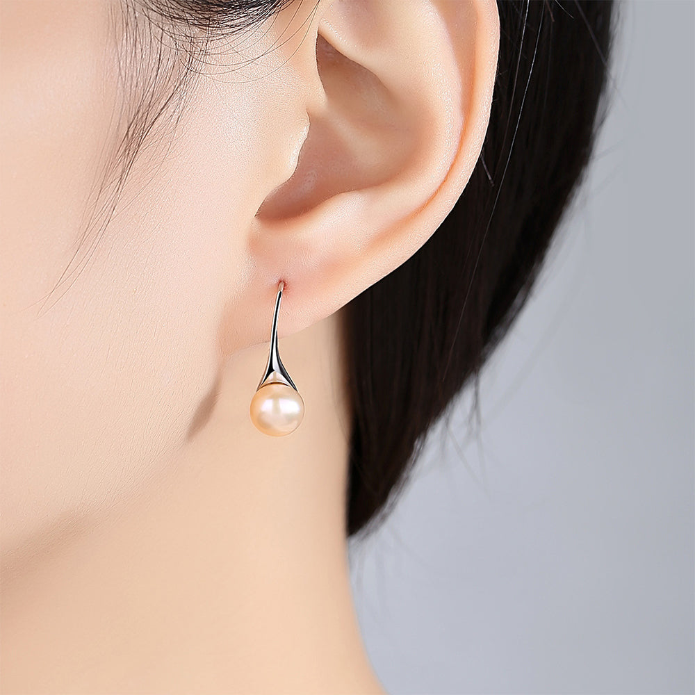 925 Sterling Silver Natural Pearl Drop Earrings Fashion Jewelry Gift for Women Girls
