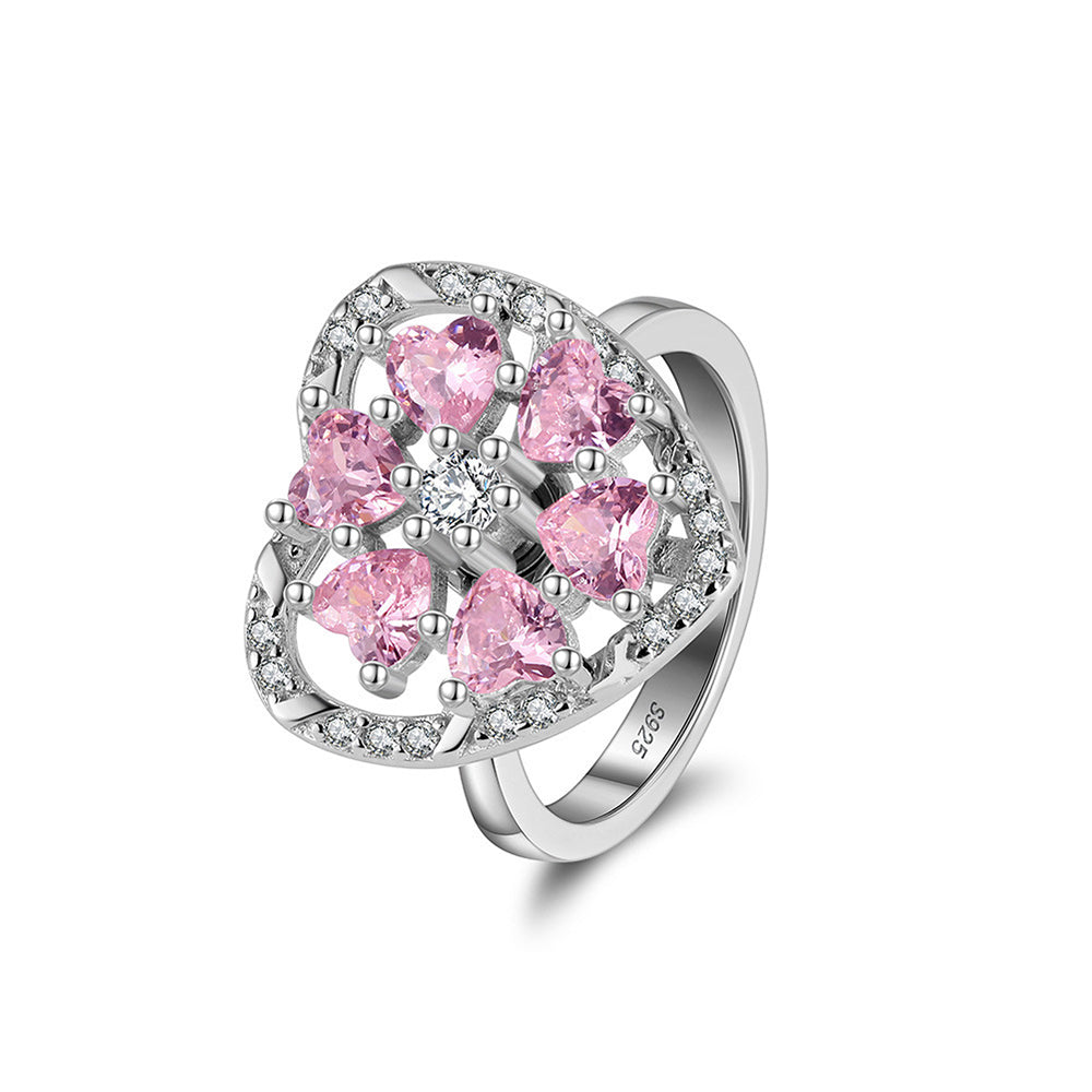 925 Sterling Silver Heart Zircon Ring