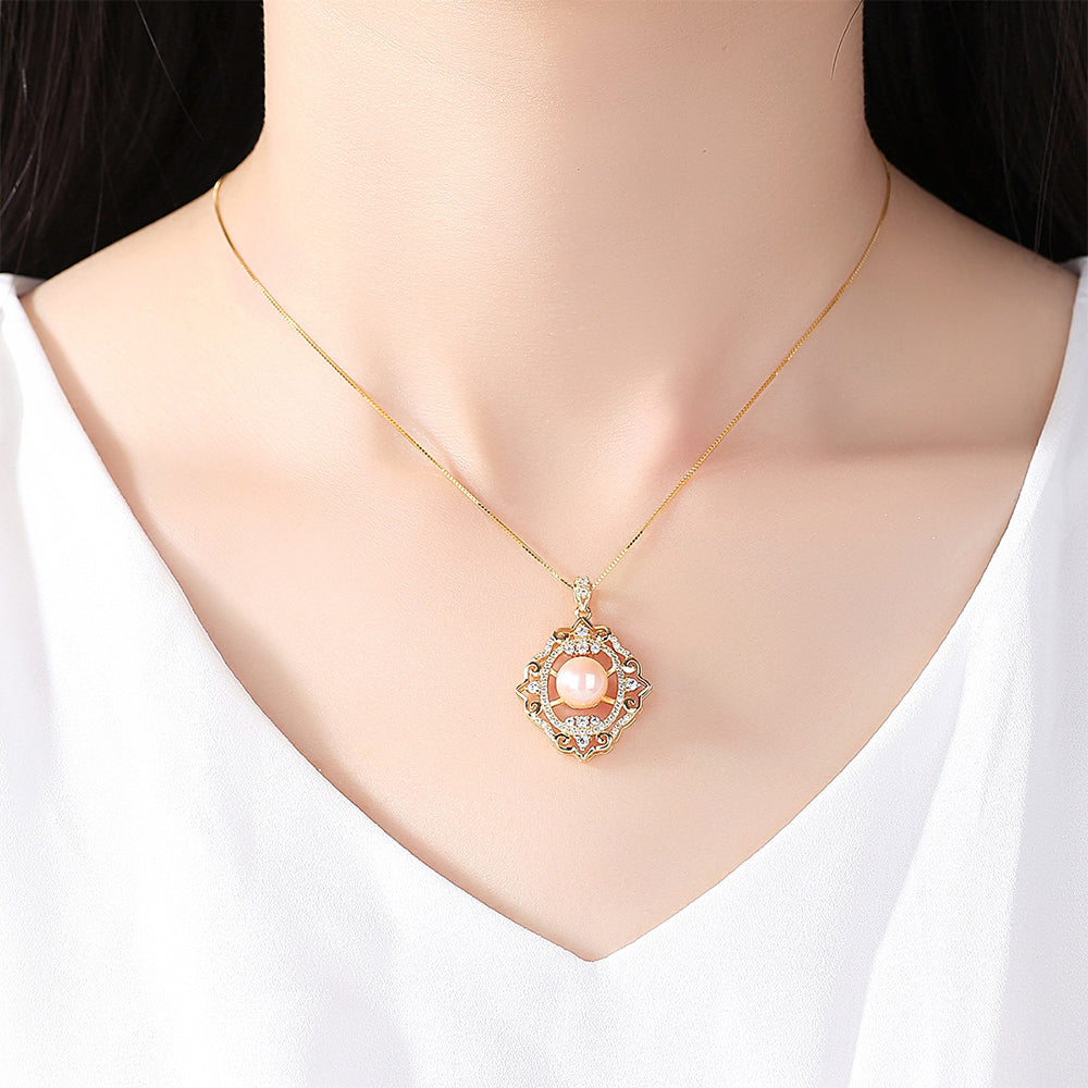 925 Sterling Silver Natural Pearl Drop Necklace Fashion Jewelry Gift for Women Girls