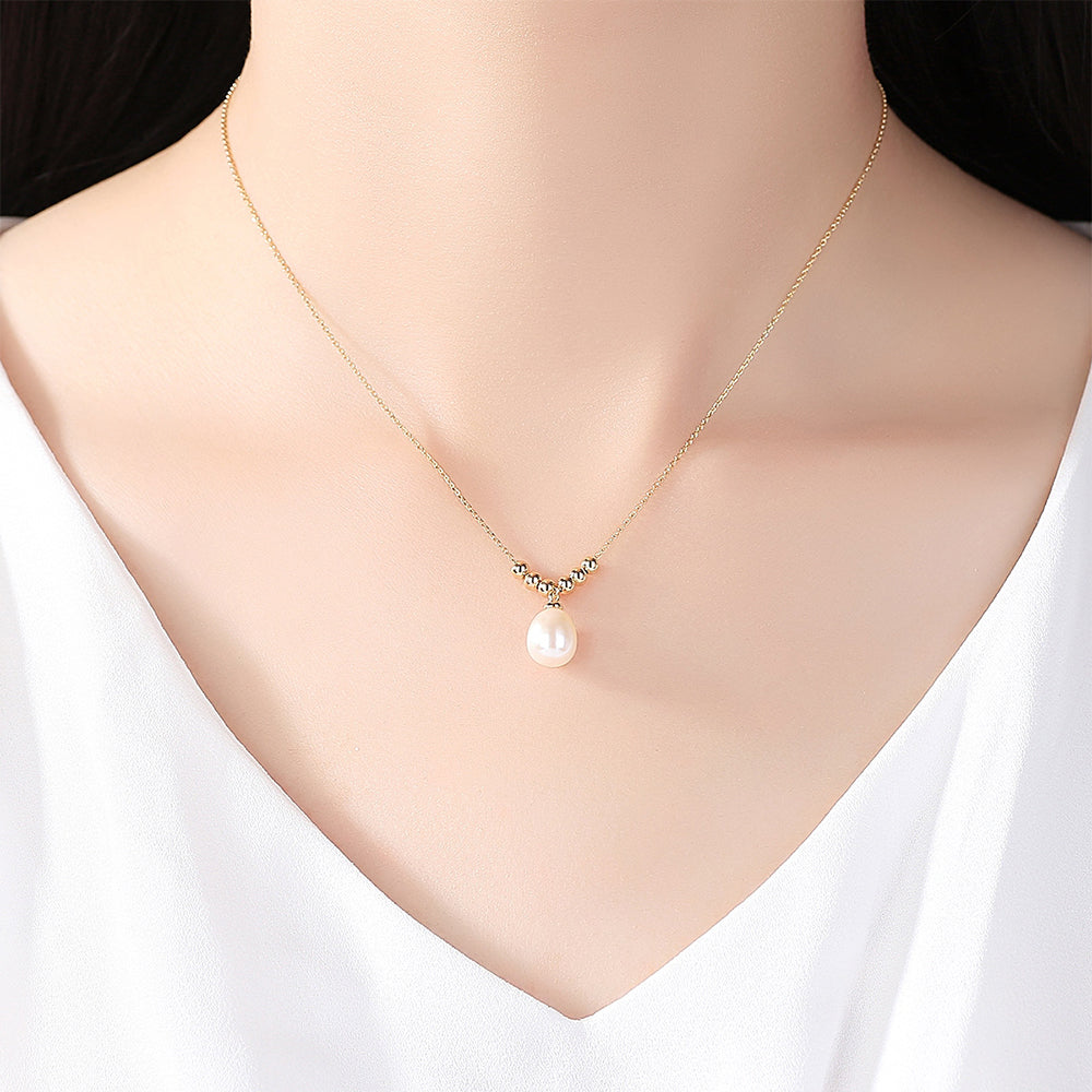 925 Sterling Silver Natural Pearl Drop Necklace Fashion Jewelry Gift for Women Girls