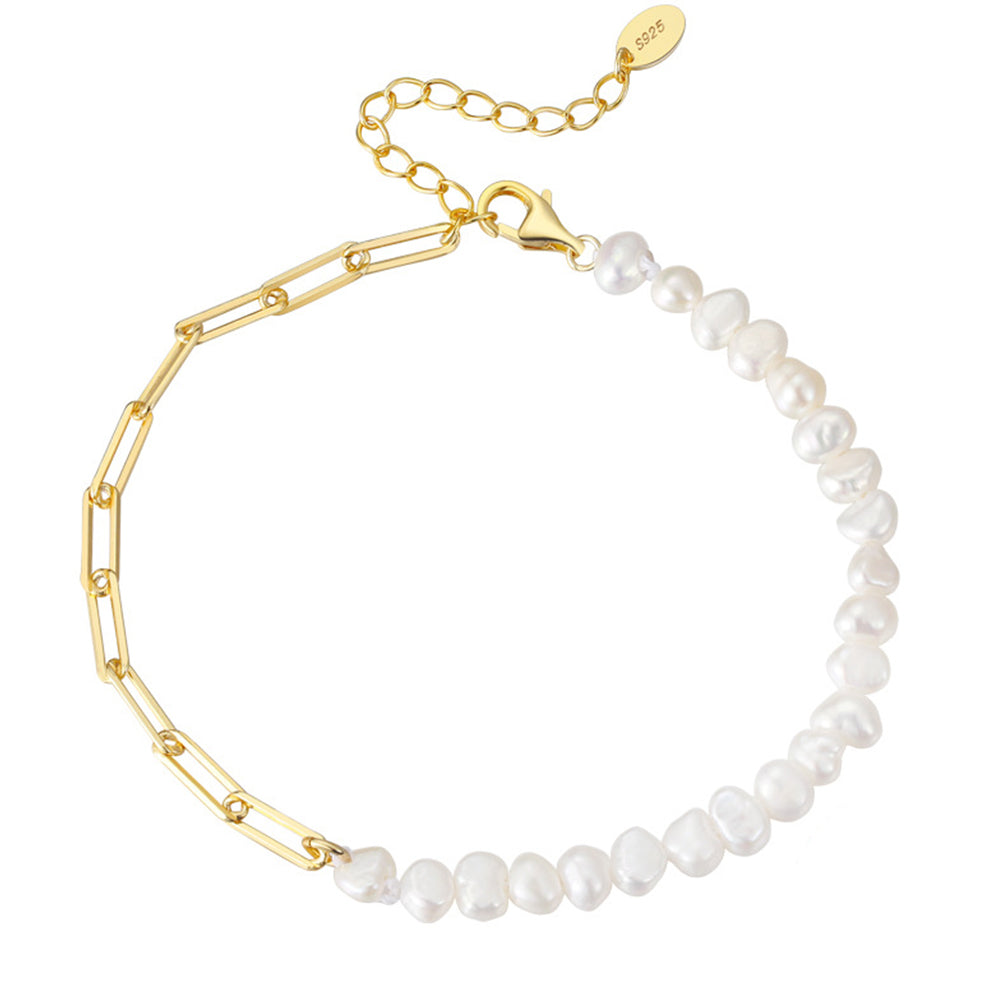 925 Sterling Silver Pearl Bracelet Fashion Jewelry Gift for Women Girls