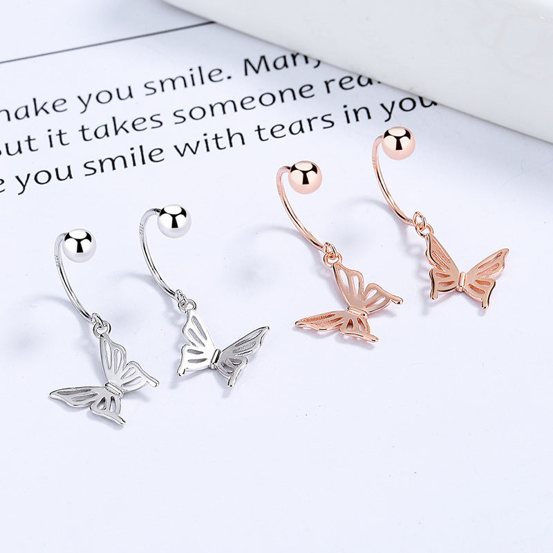 925 Sterling Silver Butterfly Screw Back Stud Earrings