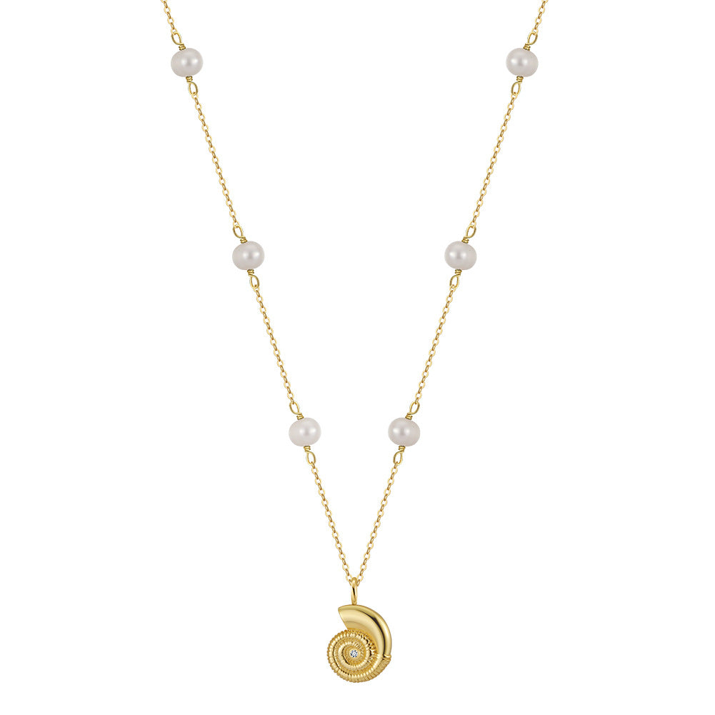 925 Sterling Silver Natural Pearl Necklace Fashion Jewelry Gift for Women Girls
