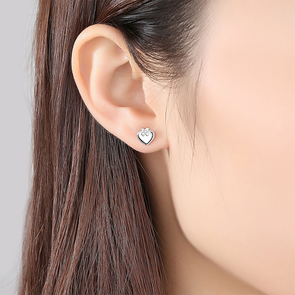 925 Sterling Silver Heart Earrings Fashion Jewelry Gift for Women Girls
