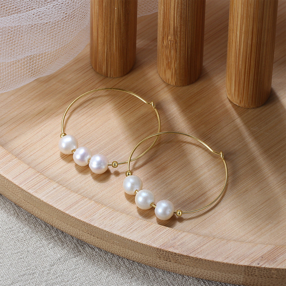925 Sterling Silver Natural Pearl Earrings Fashion Jewelry Gift for Women Girl