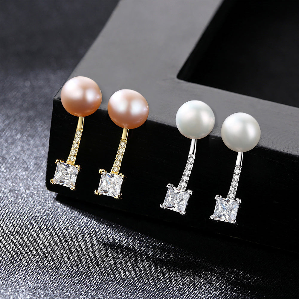 925 Sterling Silver Natural Pearl Drop Earrings Fashion Jewelry Gift for Women Girls