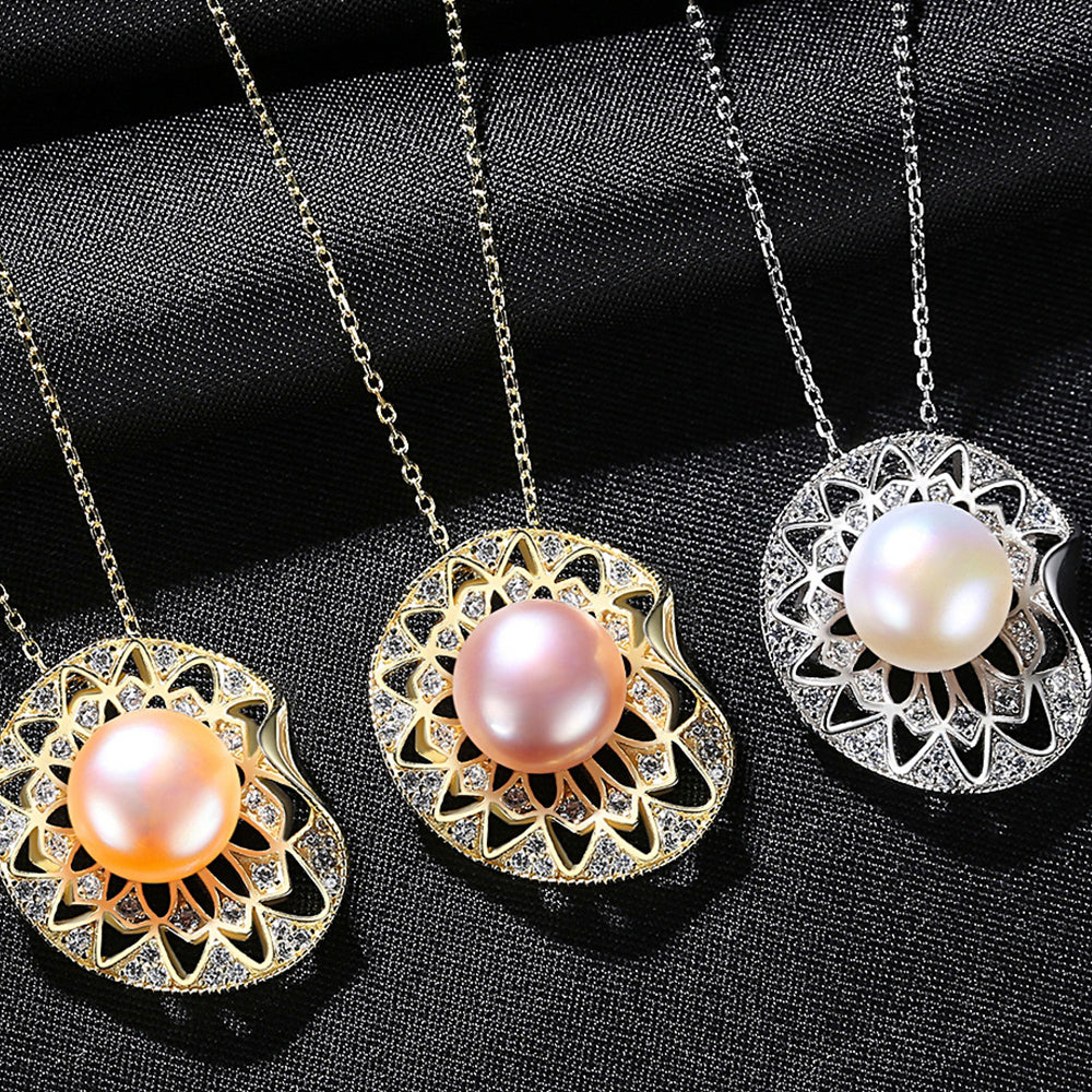 925 Sterling Silver Natural Pearl Drop Necklace Fashion Jewelry Gift for Women Girls