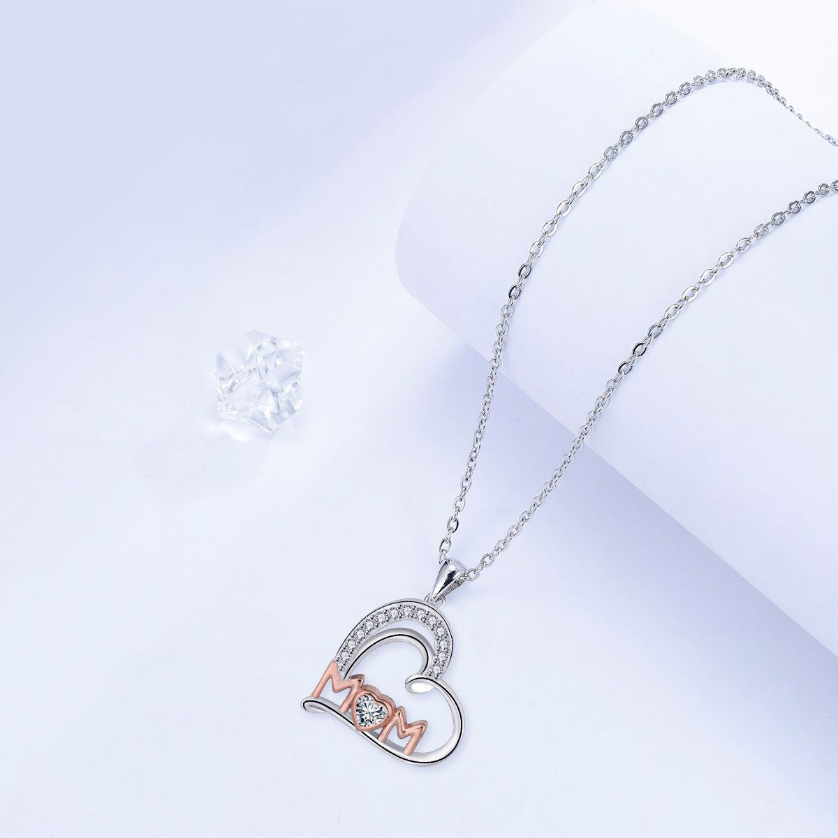 Copper With Silver/Rosegold Plated Mom Heart Pendant Necklace for Women