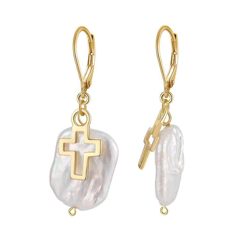 925 Sterling Silver Natural Pearl Earrings Fashion Jewelry Gift for Women Girl