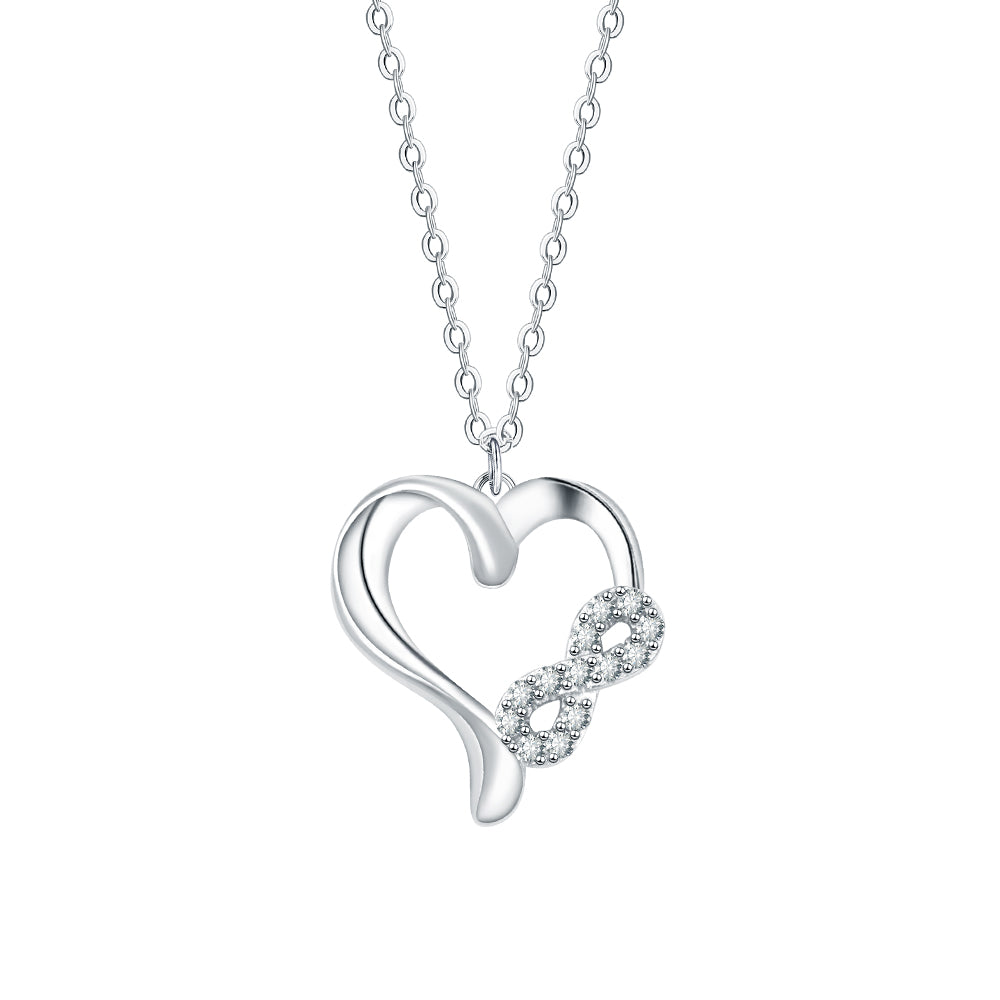 925 Sterling Silver Infinity Heart Necklace for Girls Women