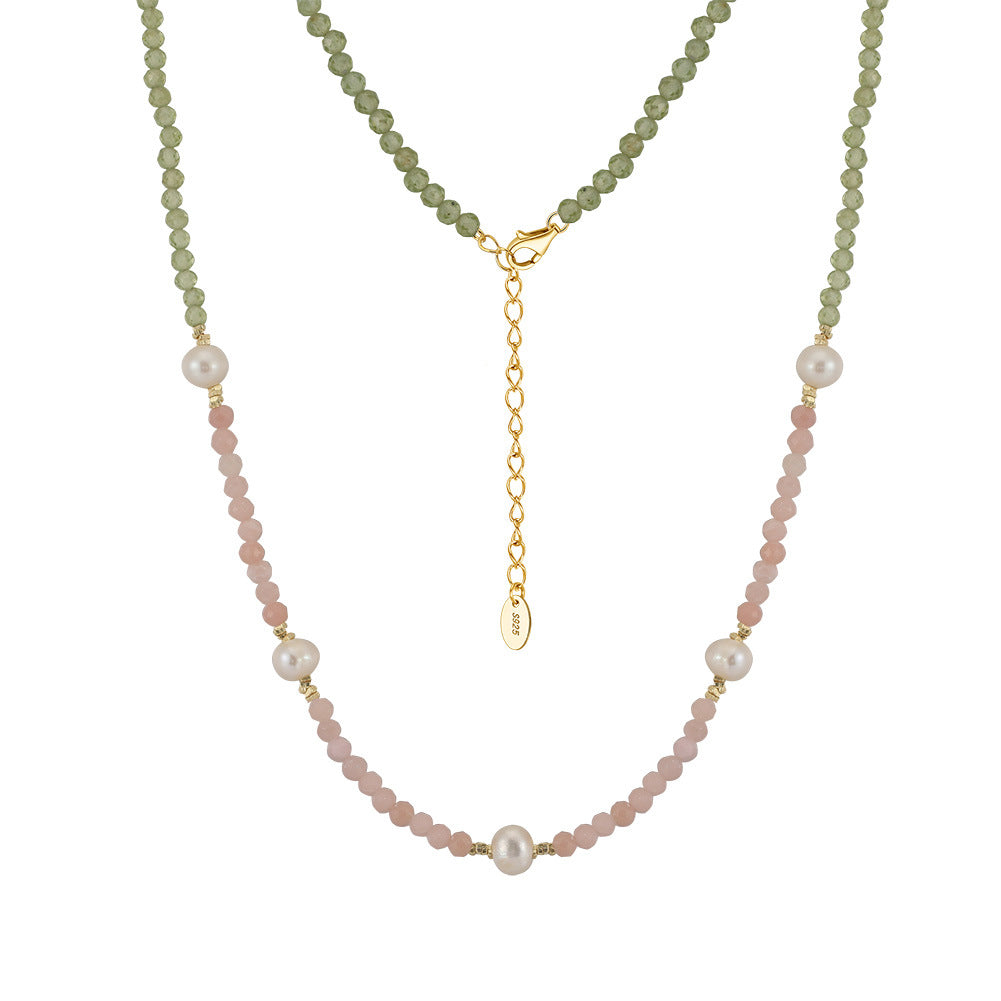925 Sterling Silver Natural Pearl Necklace Fashion Jewelry Gift for Women Girls