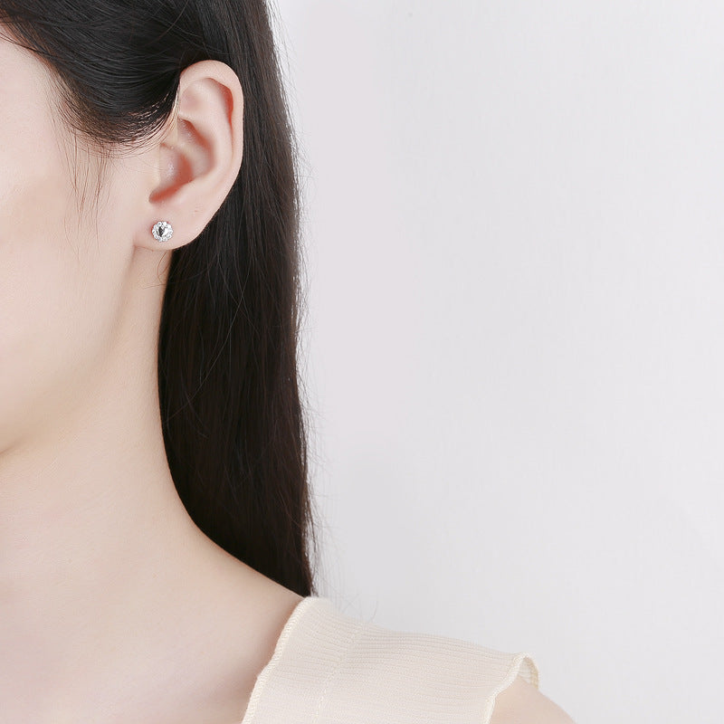 925 Sterling Silver Heart Screw Back Stud Earrings