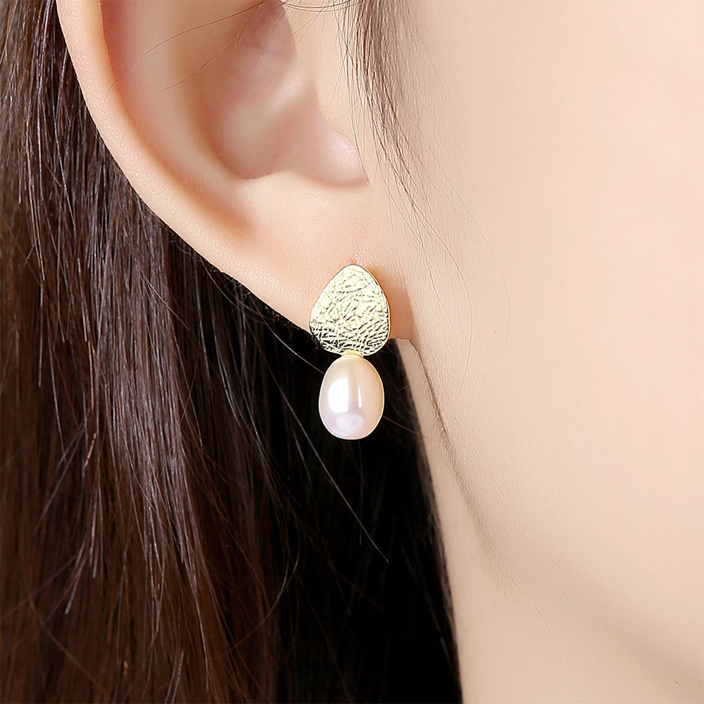 925 Sterling Silver Natural Pearl Drop Earrings Fashion Jewelry Gift for Women Girls