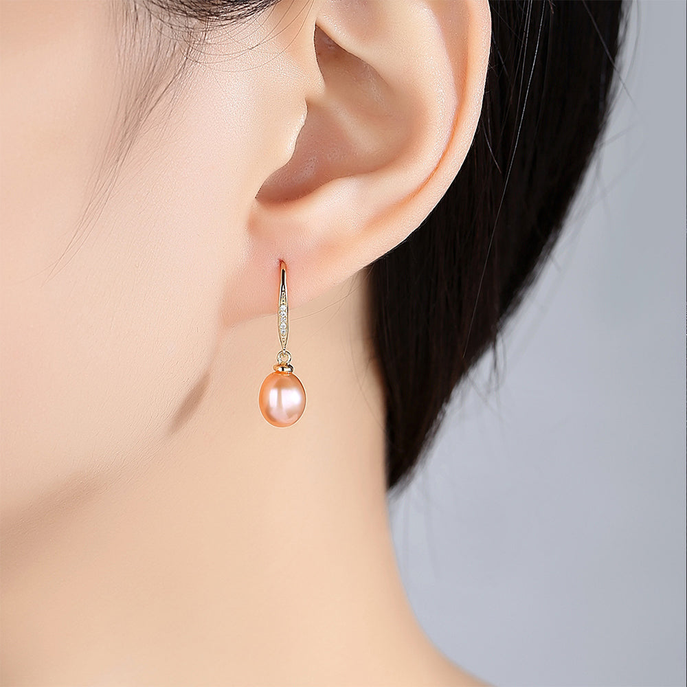 925 Sterling Silver Natural Pearl Drop Earrings Fashion Jewelry Gift for Women Girls