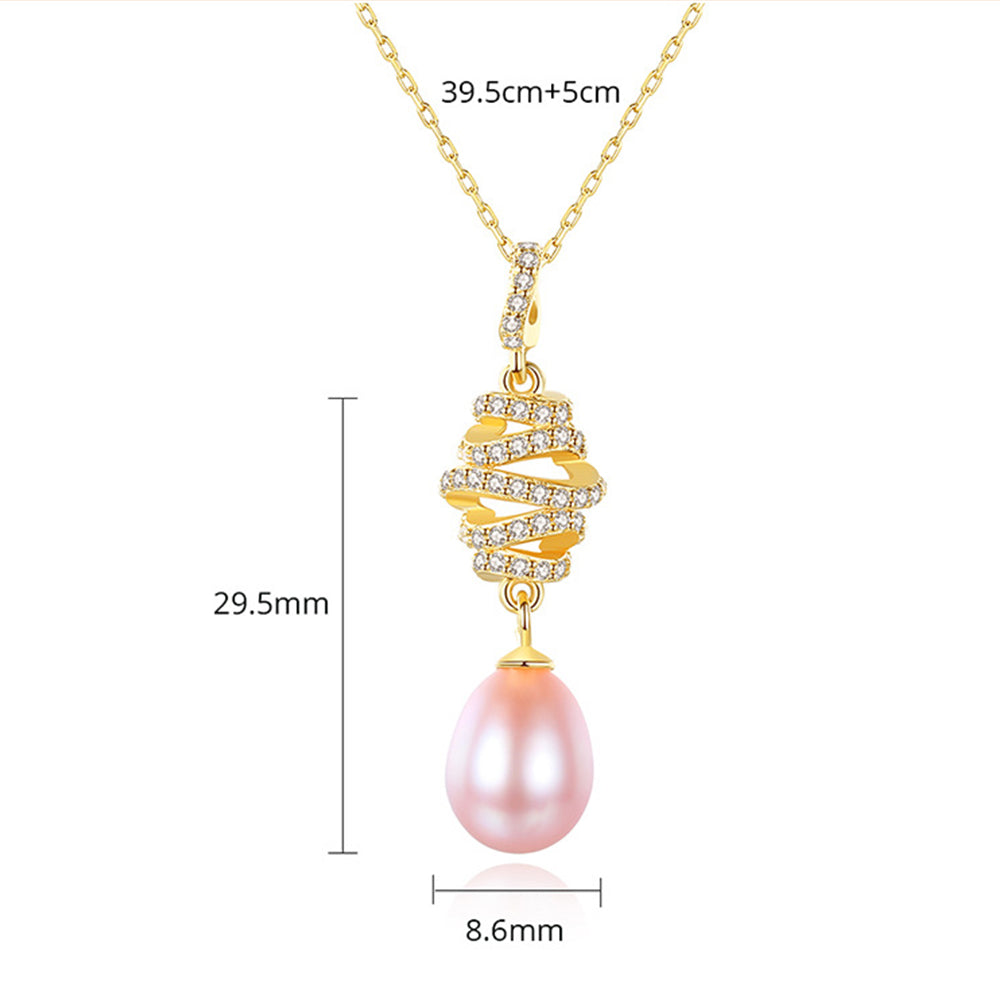 925 Sterling Silver Natural Pearl Drop Necklace Fashion Jewelry Gift for Women Girls