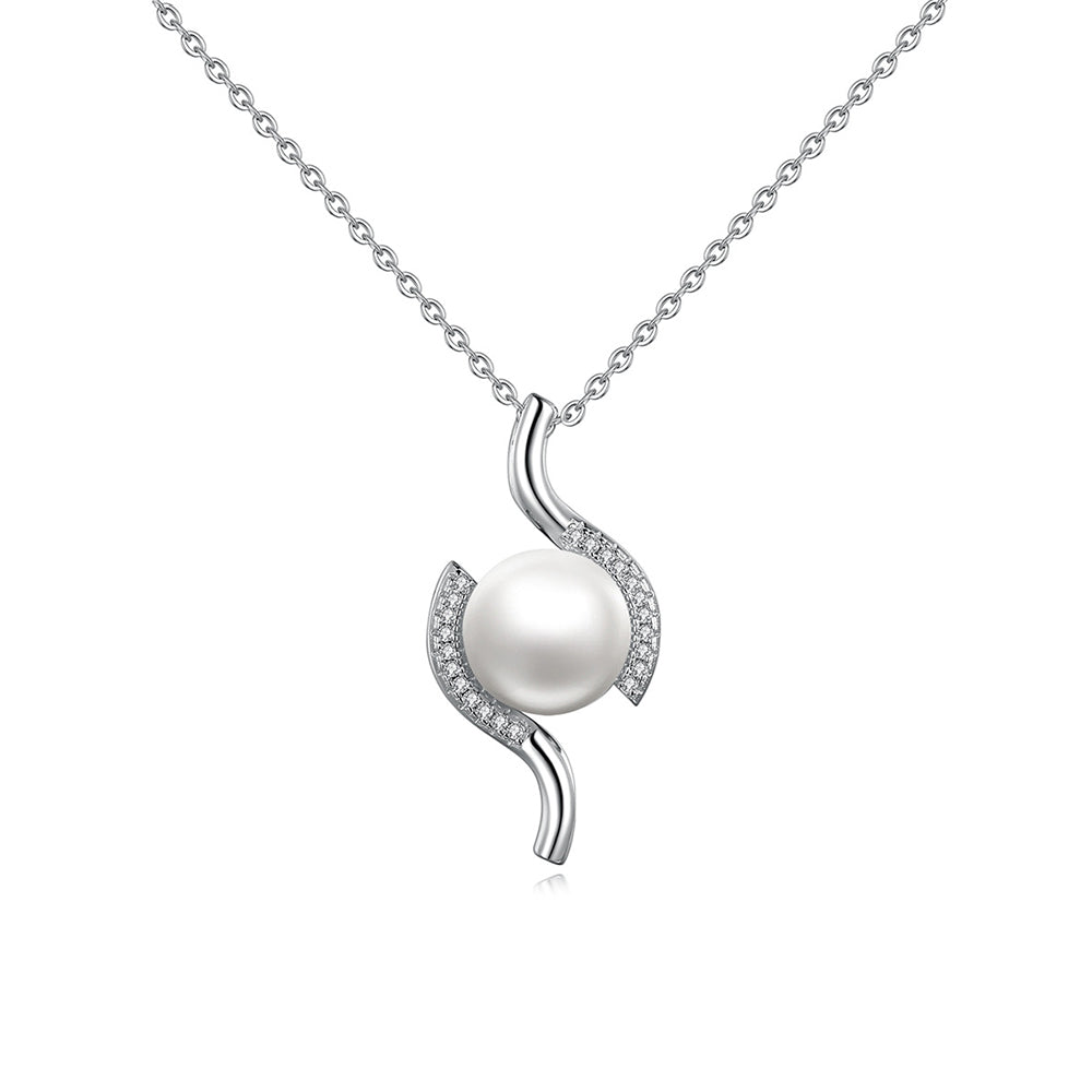 925 Sterling Silver Natural Pearl Drop Necklace Fashion Jewelry Gift for Women Girls