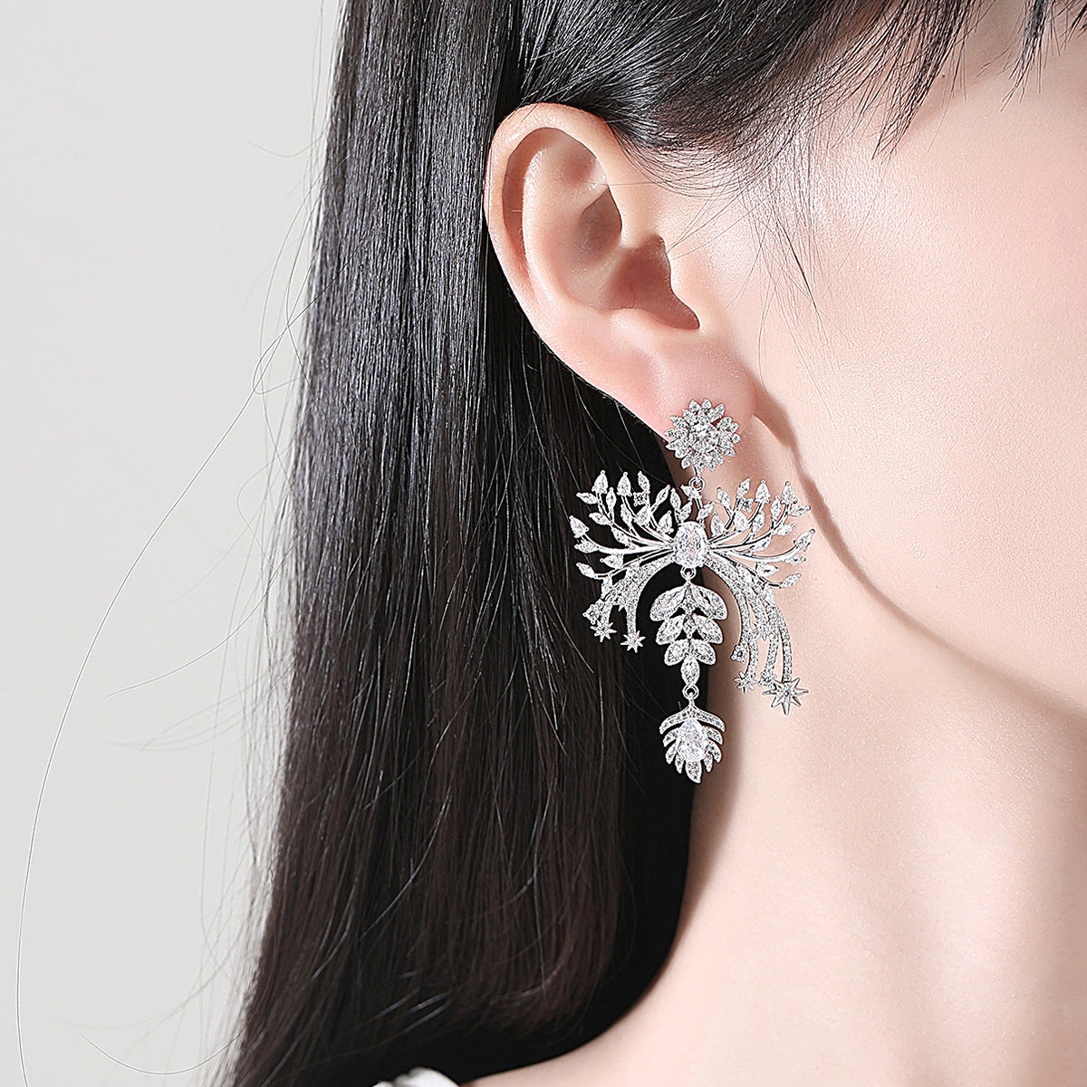 Copper With Silver Plated Fashion Jewelry Earrings