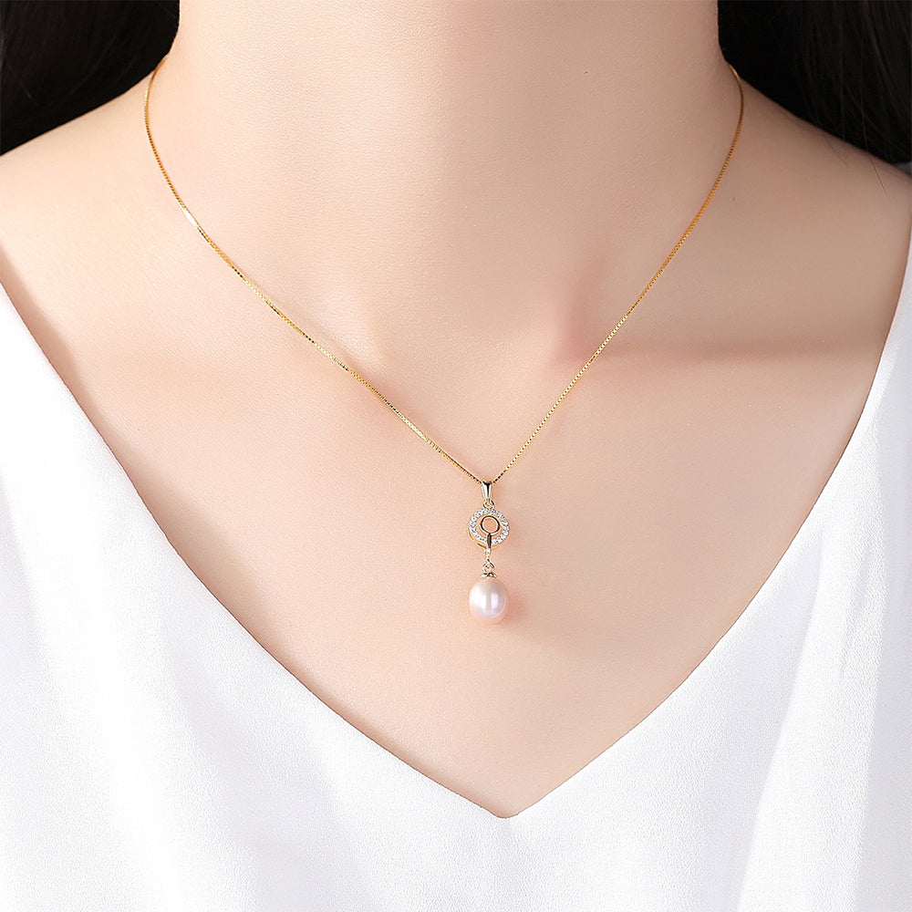 925 Sterling Silver Natural Pearl Drop Necklace Fashion Jewelry Gift for Women Girls