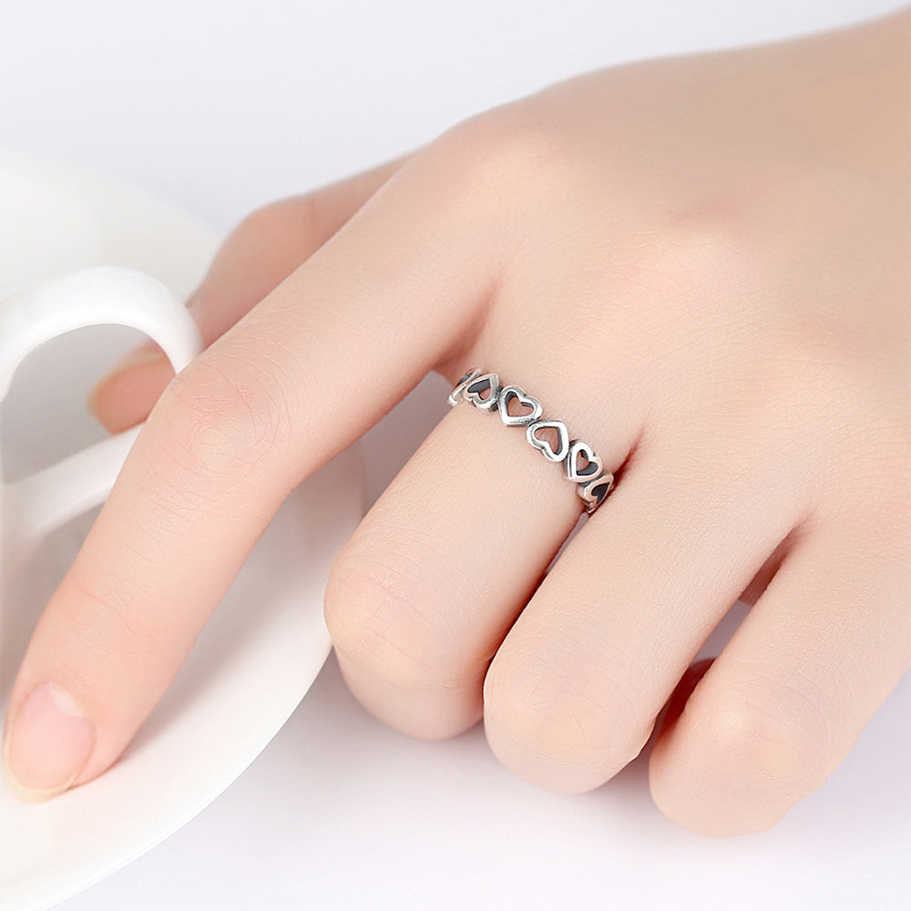 925 Sterling Silver Heart Ring Fashion Jewelry Gift for Women Girls