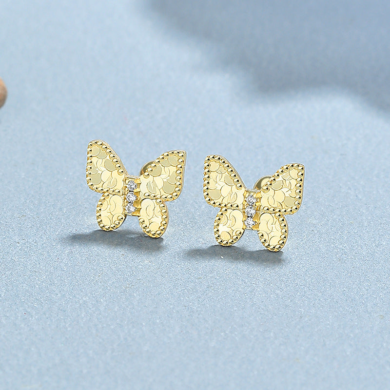 925 Sterling Silver Butterfly Screw Back Stud Earrings